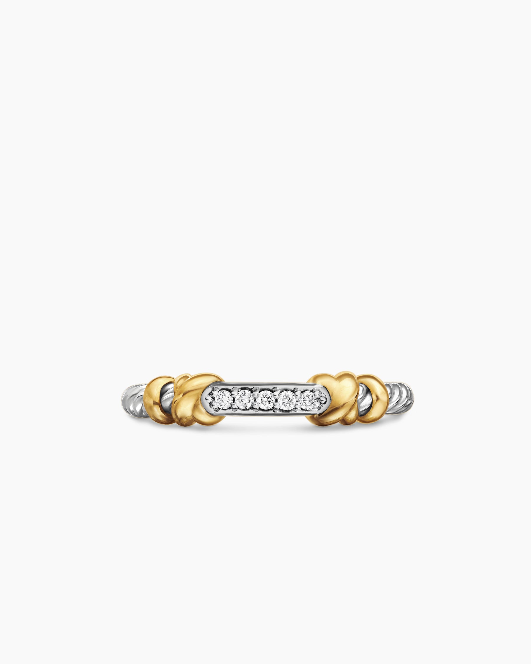 Petite Helena Wrap Band Ring in Sterling Silver with 18K Yellow Gold and Diamonds, 4mm - Image 4
