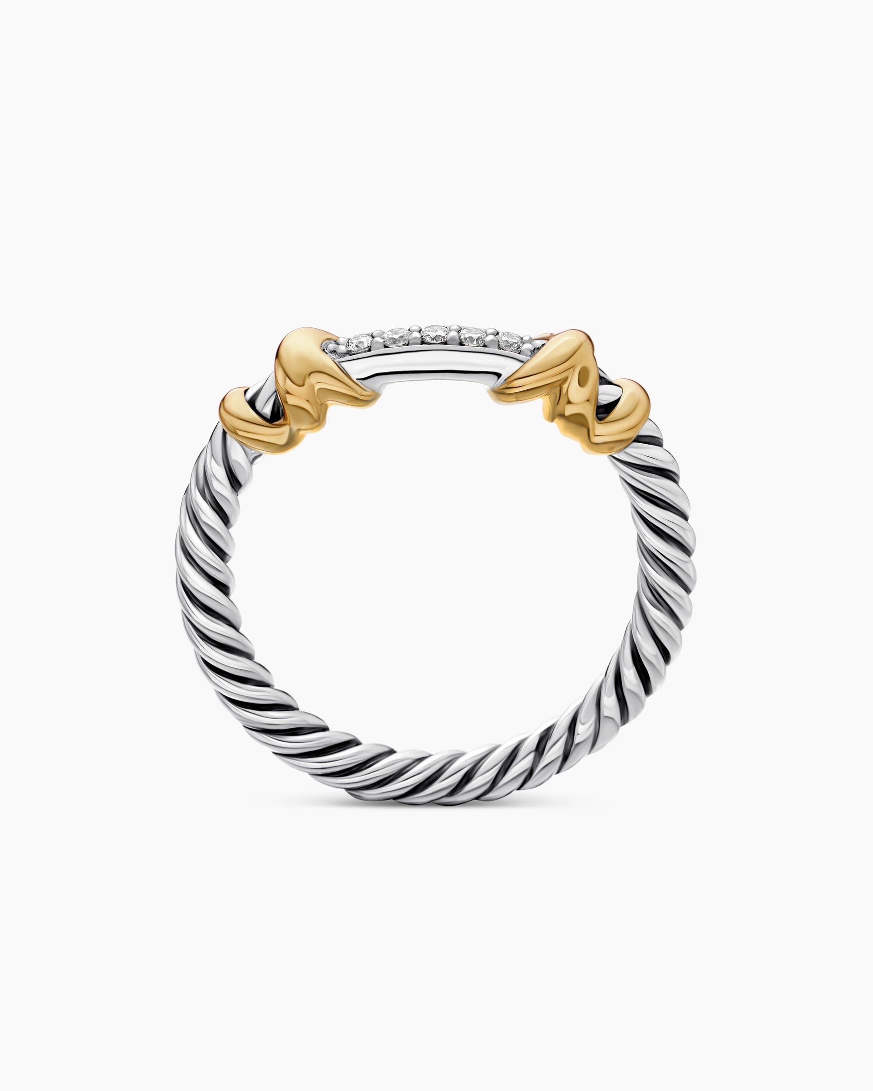 Petite Helena Wrap Band Ring in Sterling Silver with 18K Yellow Gold and Diamonds, 4mm - Image 5