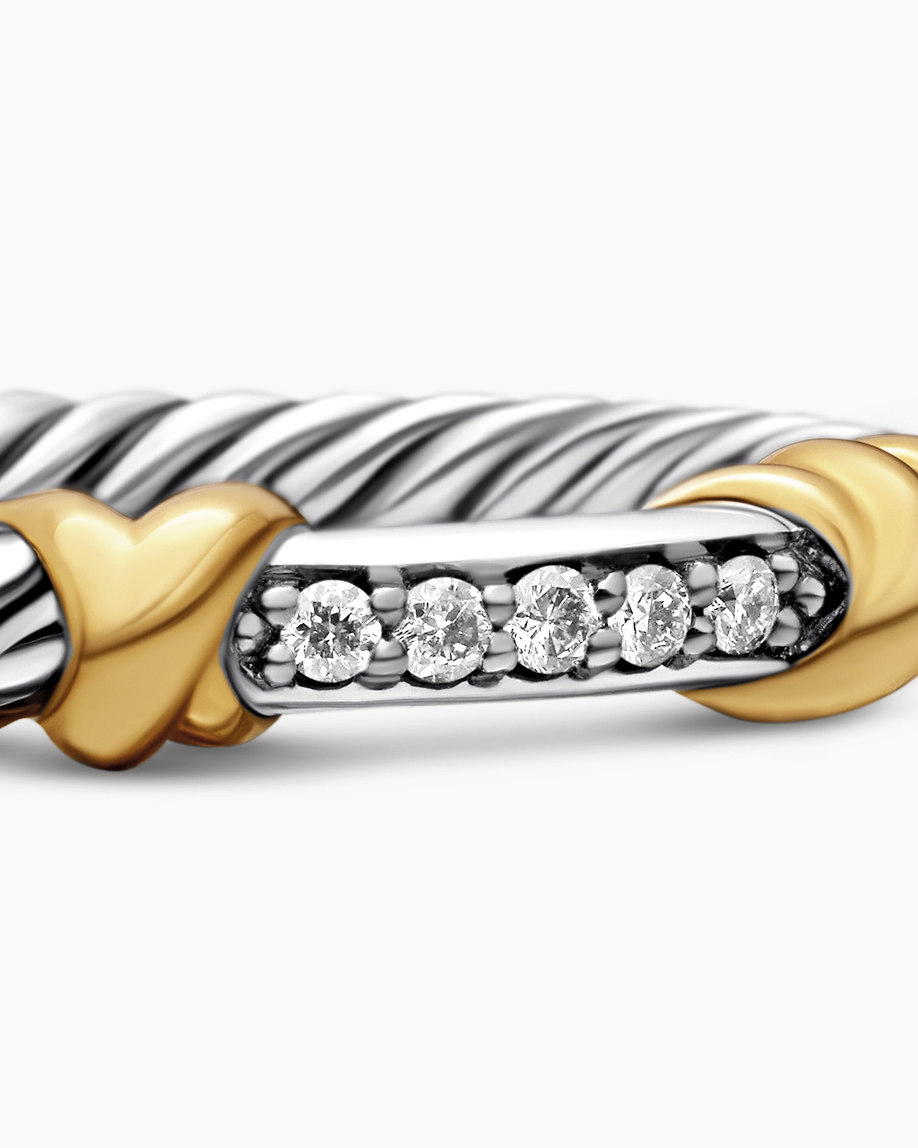 Petite Helena Wrap Band Ring in Sterling Silver with 18K Yellow Gold and Diamonds, 4mm - Image 7