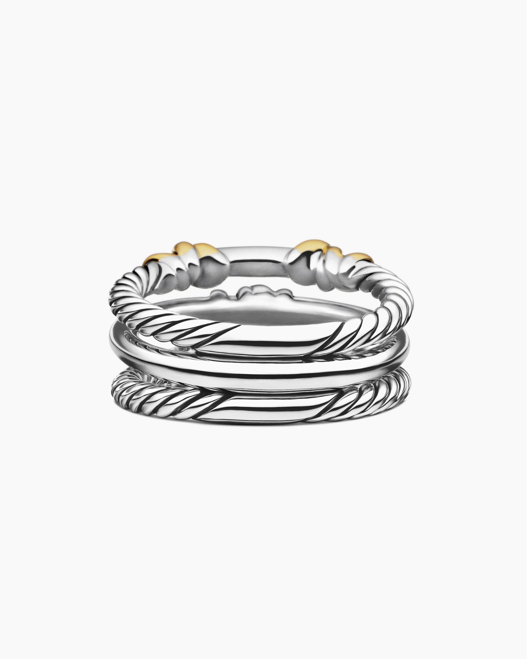 Petite Helena Wrap Three Row Ring in Sterling Silver with 18K Yellow Gold and Diamonds, 12mm - Image 6