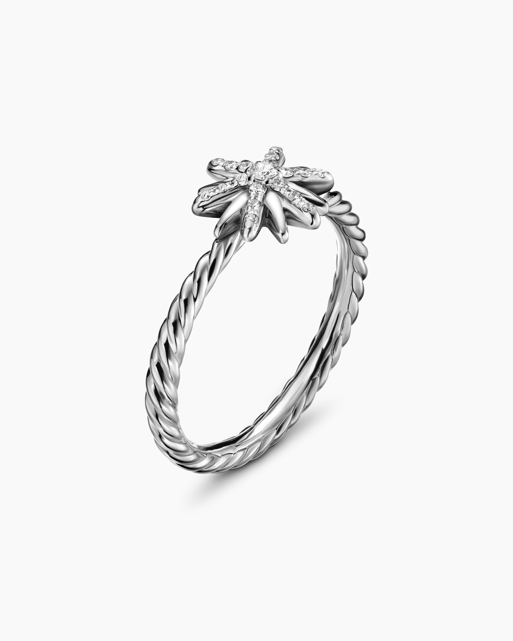 Petite Starburst Ring in Sterling Silver with Diamonds, 10mm - Image 3
