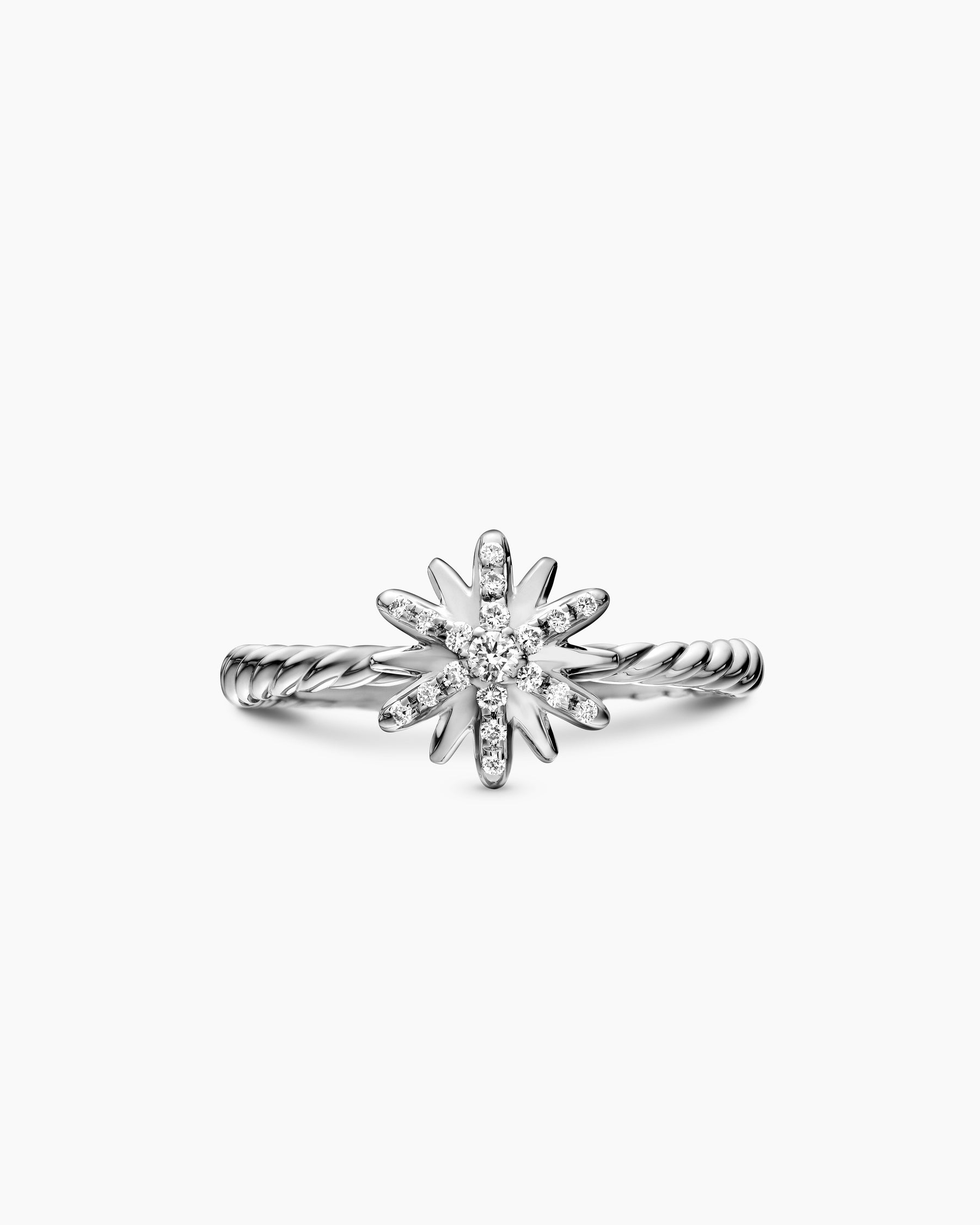 Petite Starburst Ring in Sterling Silver with Diamonds, 10mm - Image 4