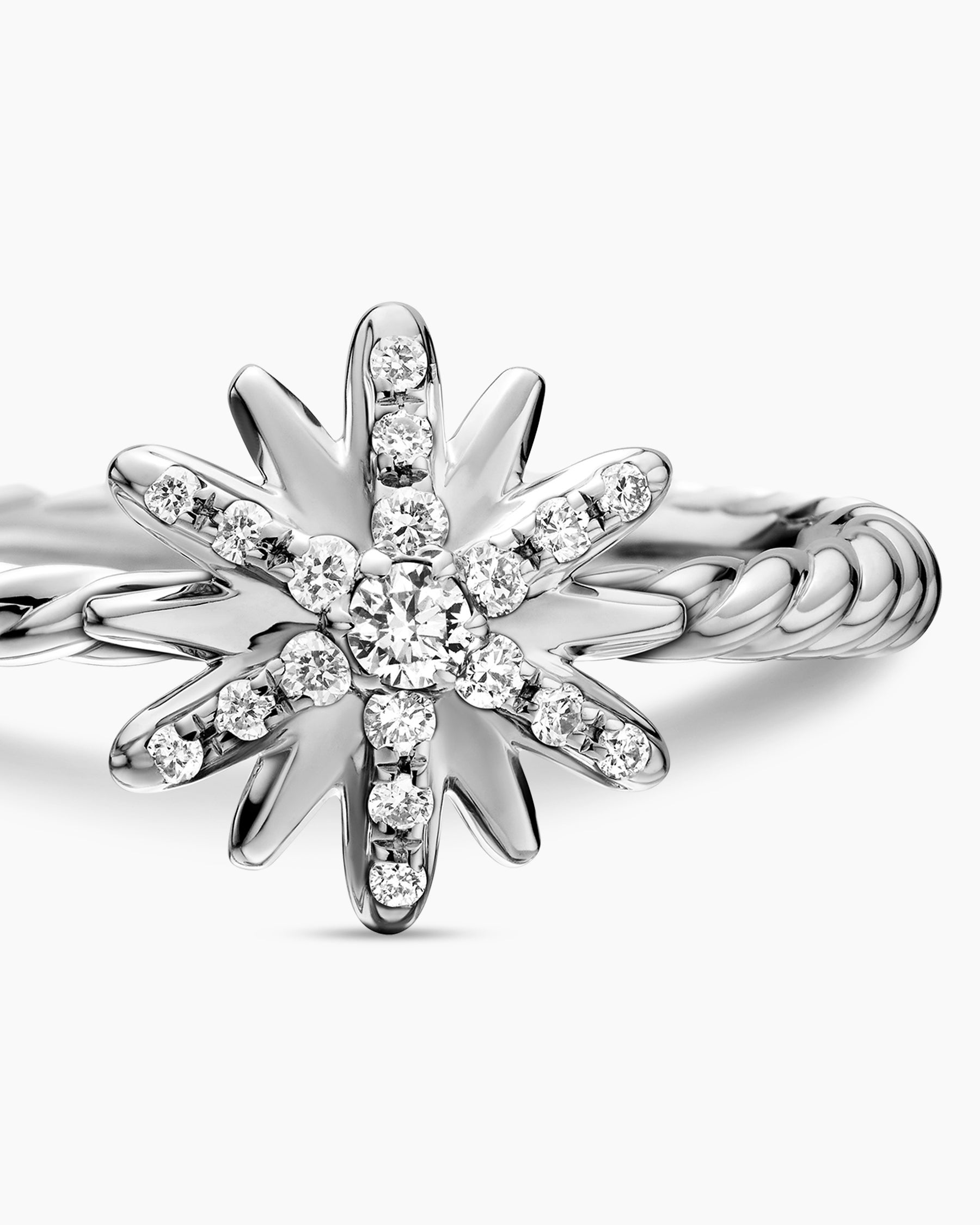 Petite Starburst Ring in Sterling Silver with Diamonds, 10mm - Image 5