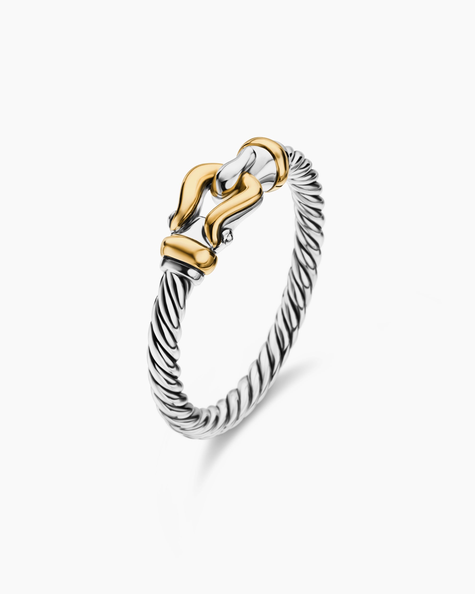 Petite Buckle Ring in Sterling Silver with 18K Yellow Gold, 2mm - Image 3