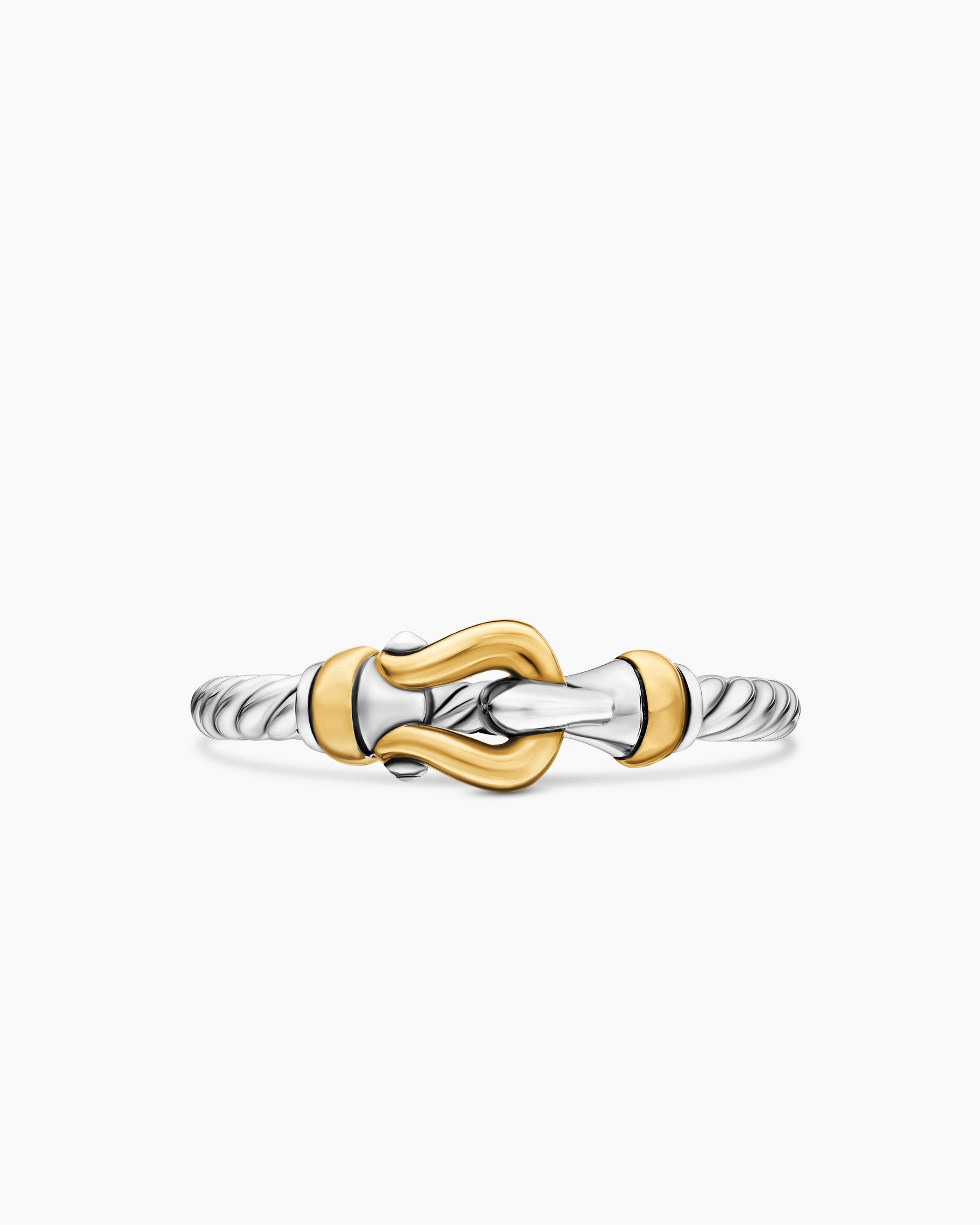 Petite Buckle Ring in Sterling Silver with 18K Yellow Gold, 2mm - Image 4