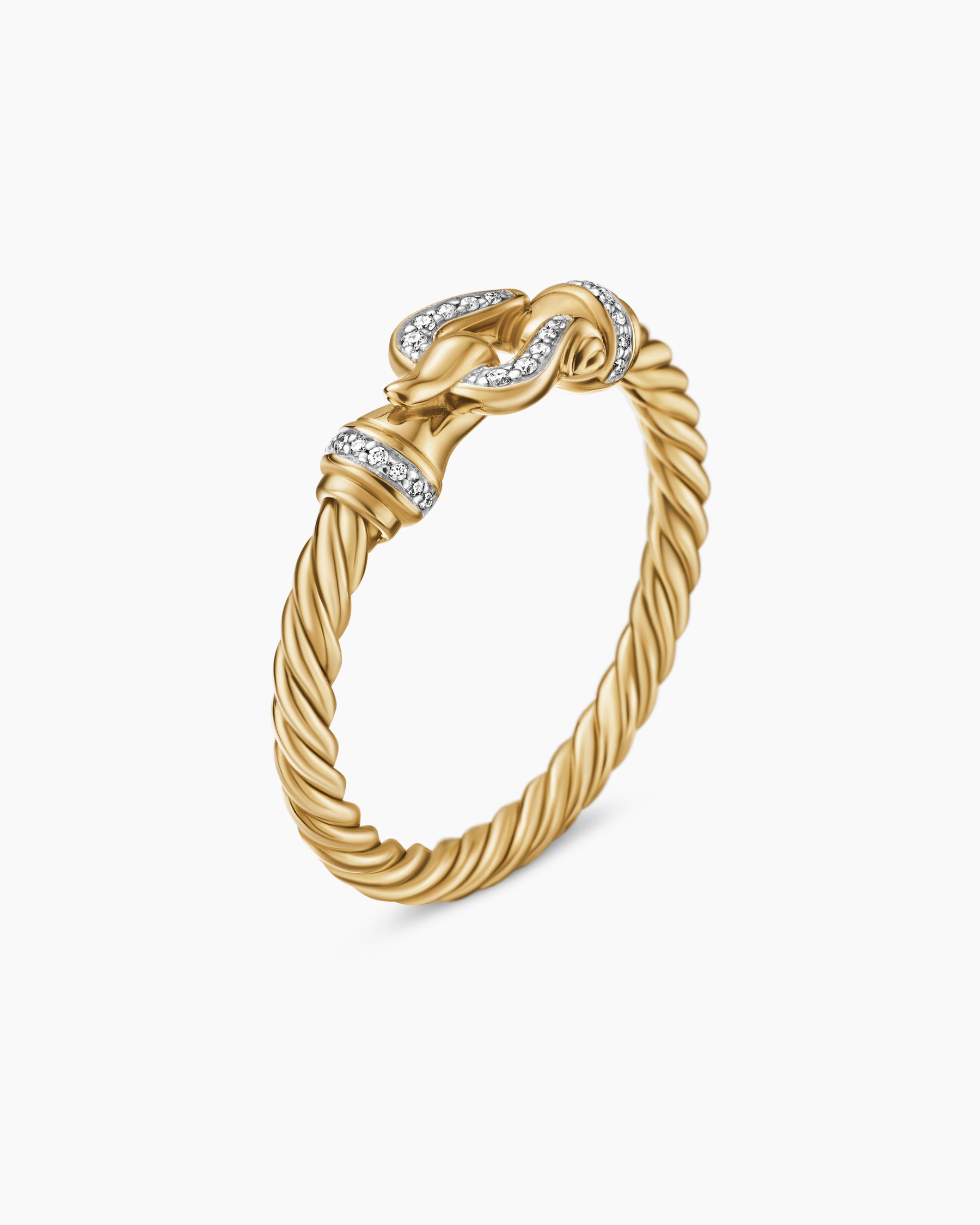 Petite Buckle Ring in 18K Yellow Gold with Diamonds, 2mm - Image 3