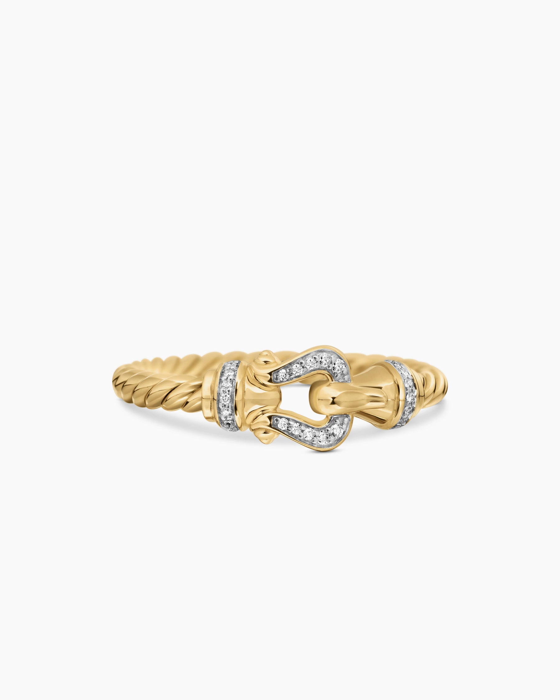 Petite Buckle Ring in 18K Yellow Gold with Diamonds, 2mm - Image 4