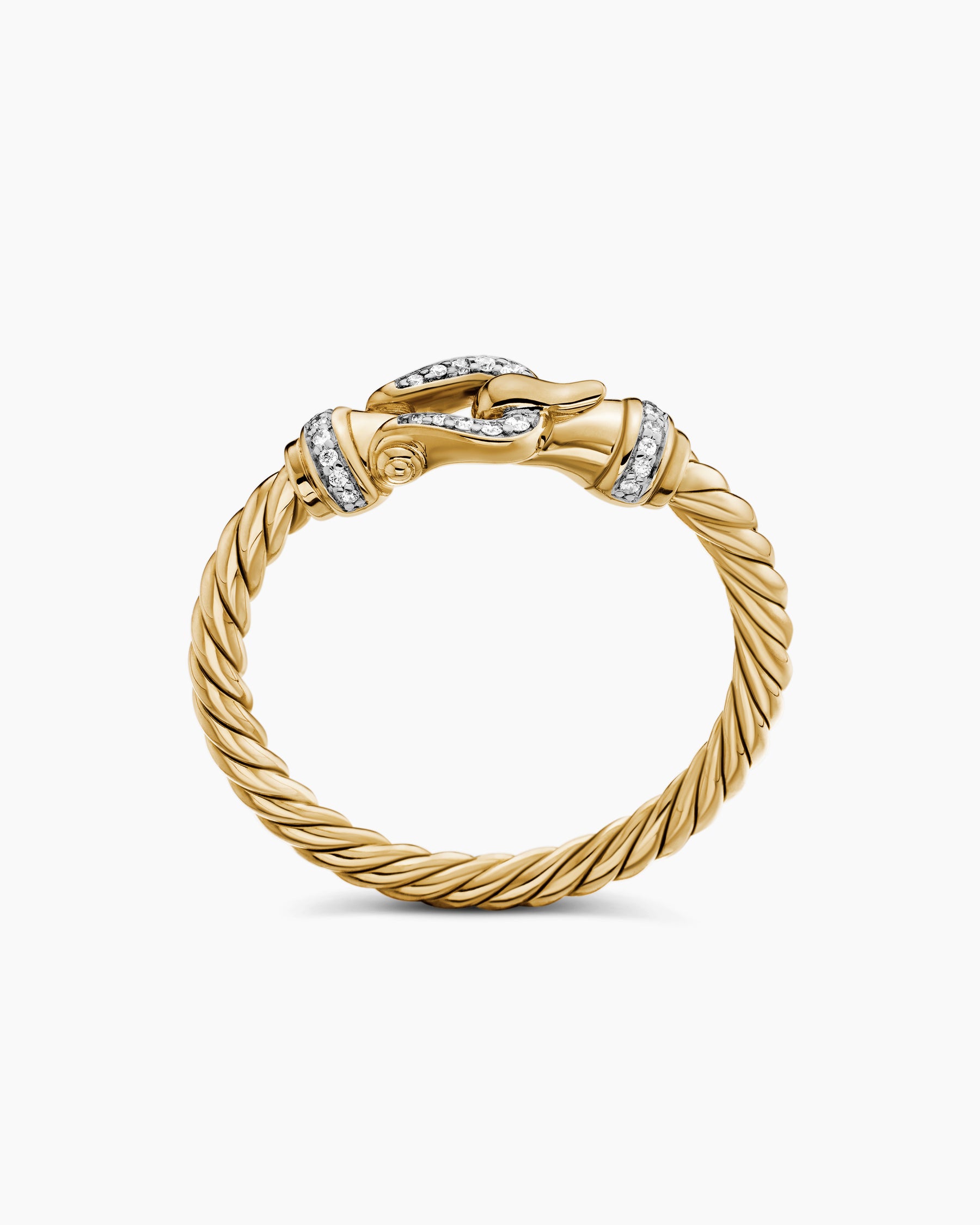Petite Buckle Ring in 18K Yellow Gold with Diamonds, 2mm - Image 5
