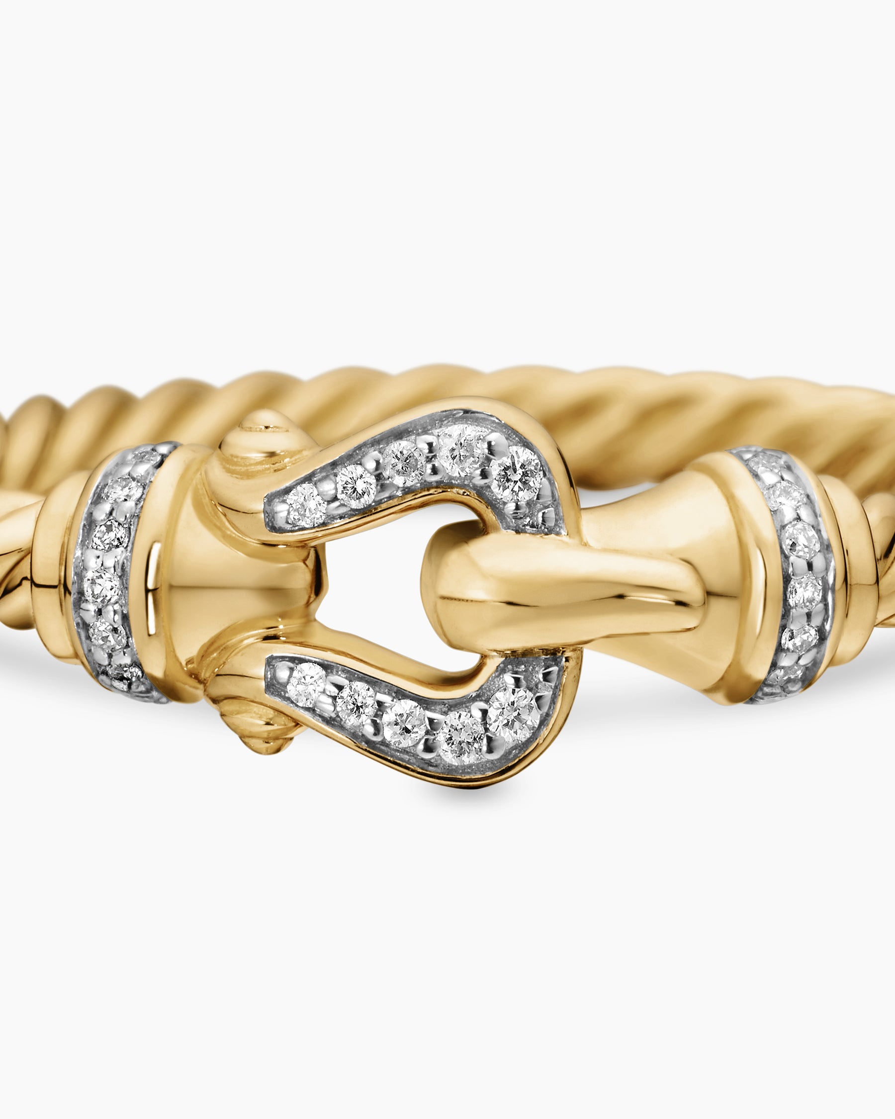 Petite Buckle Ring in 18K Yellow Gold with Diamonds, 2mm - Image 7