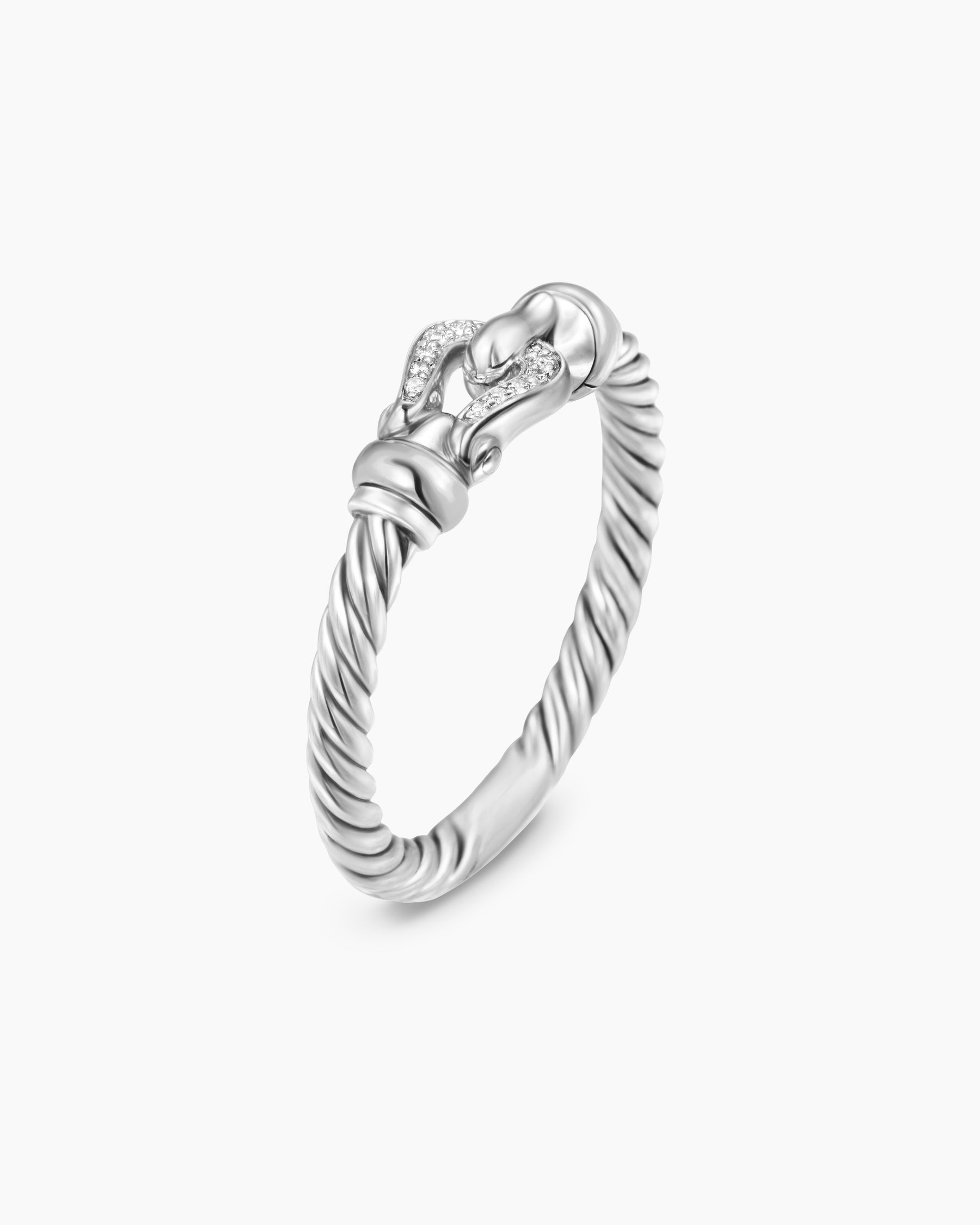 Petite Buckle Ring in Sterling Silver with Diamonds, 2mm - Image 3
