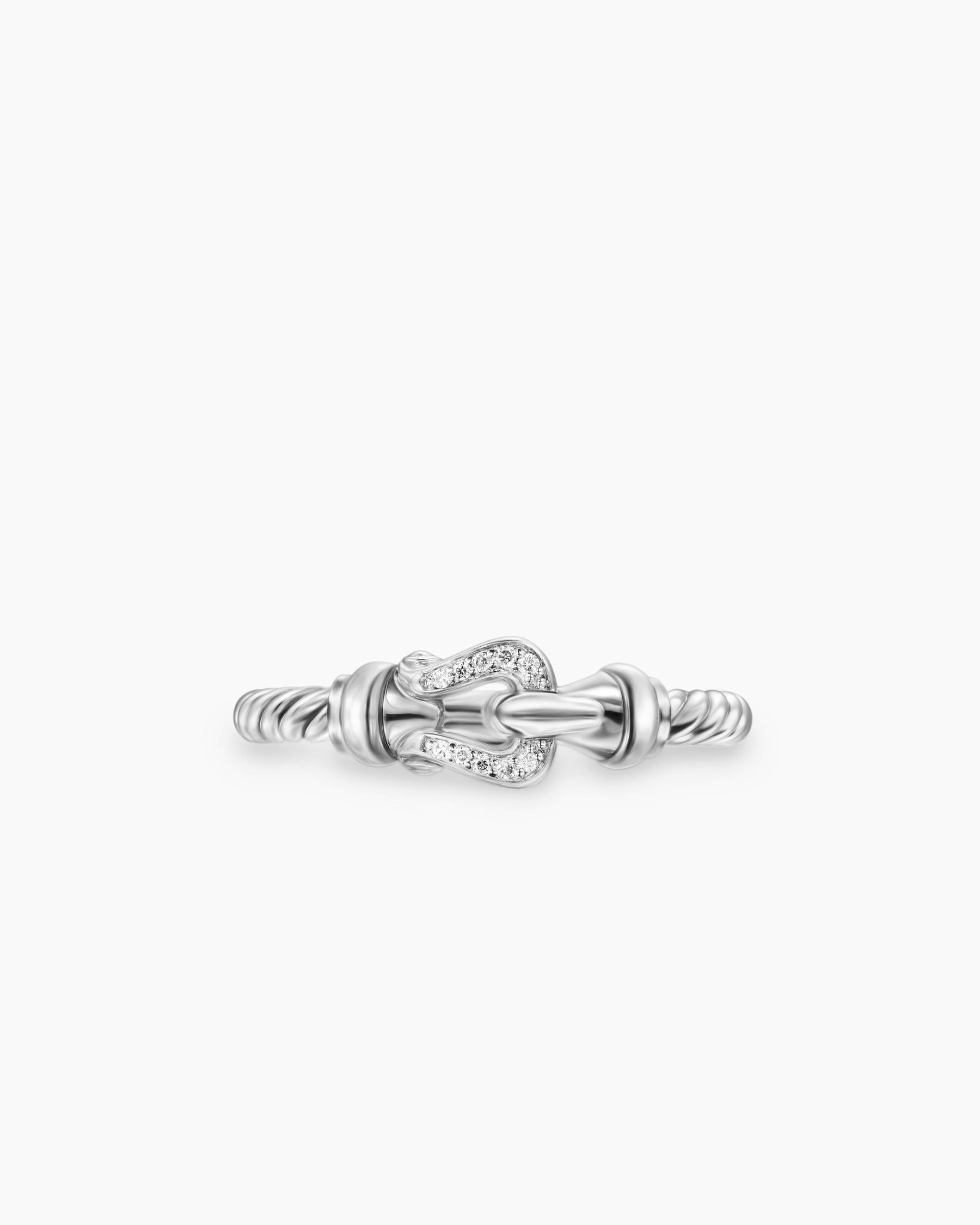 Petite Buckle Ring in Sterling Silver with Diamonds, 2mm - Image 4