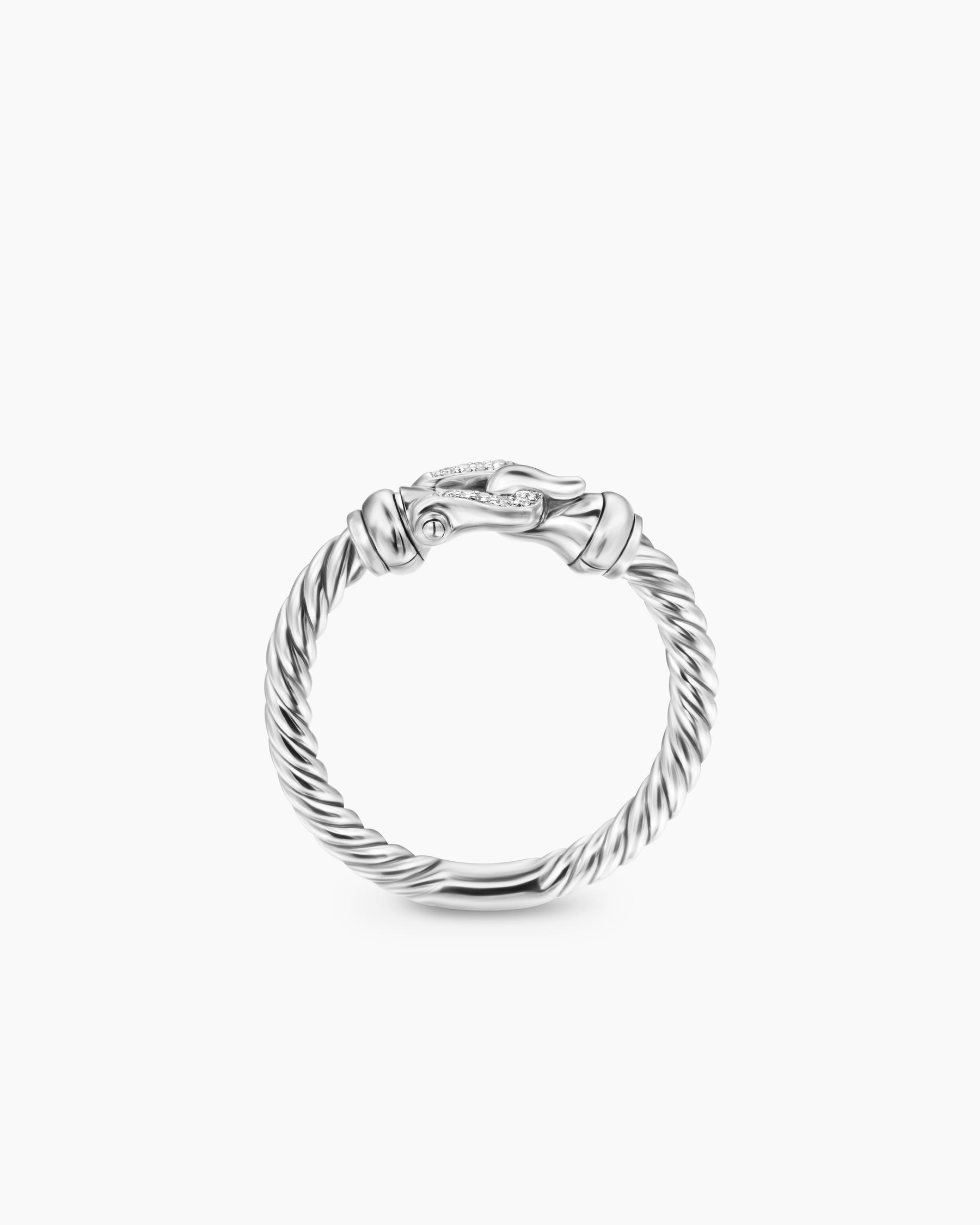 Petite Buckle Ring in Sterling Silver with Diamonds, 2mm - Image 5