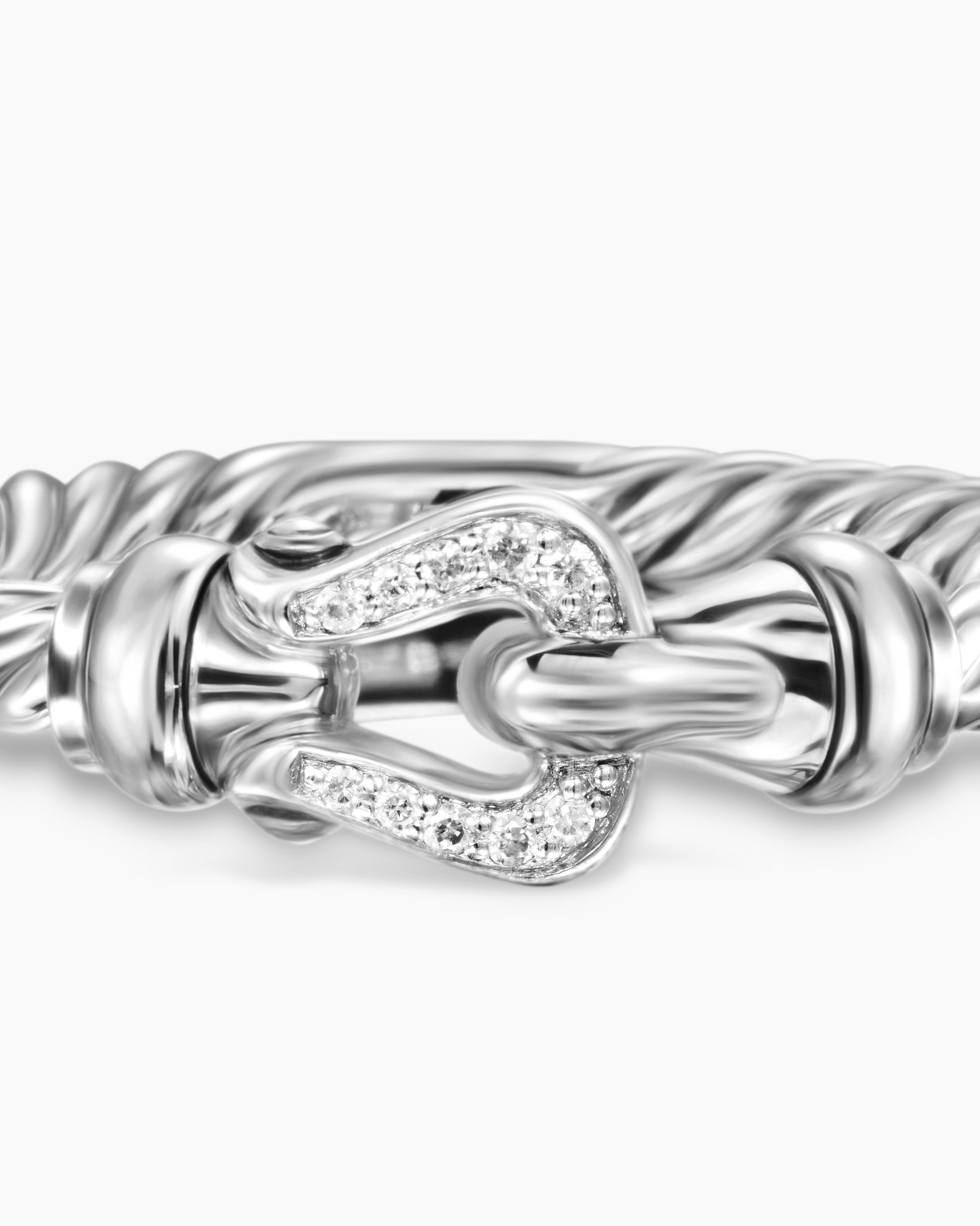 Petite Buckle Ring in Sterling Silver with Diamonds, 2mm - Image 7