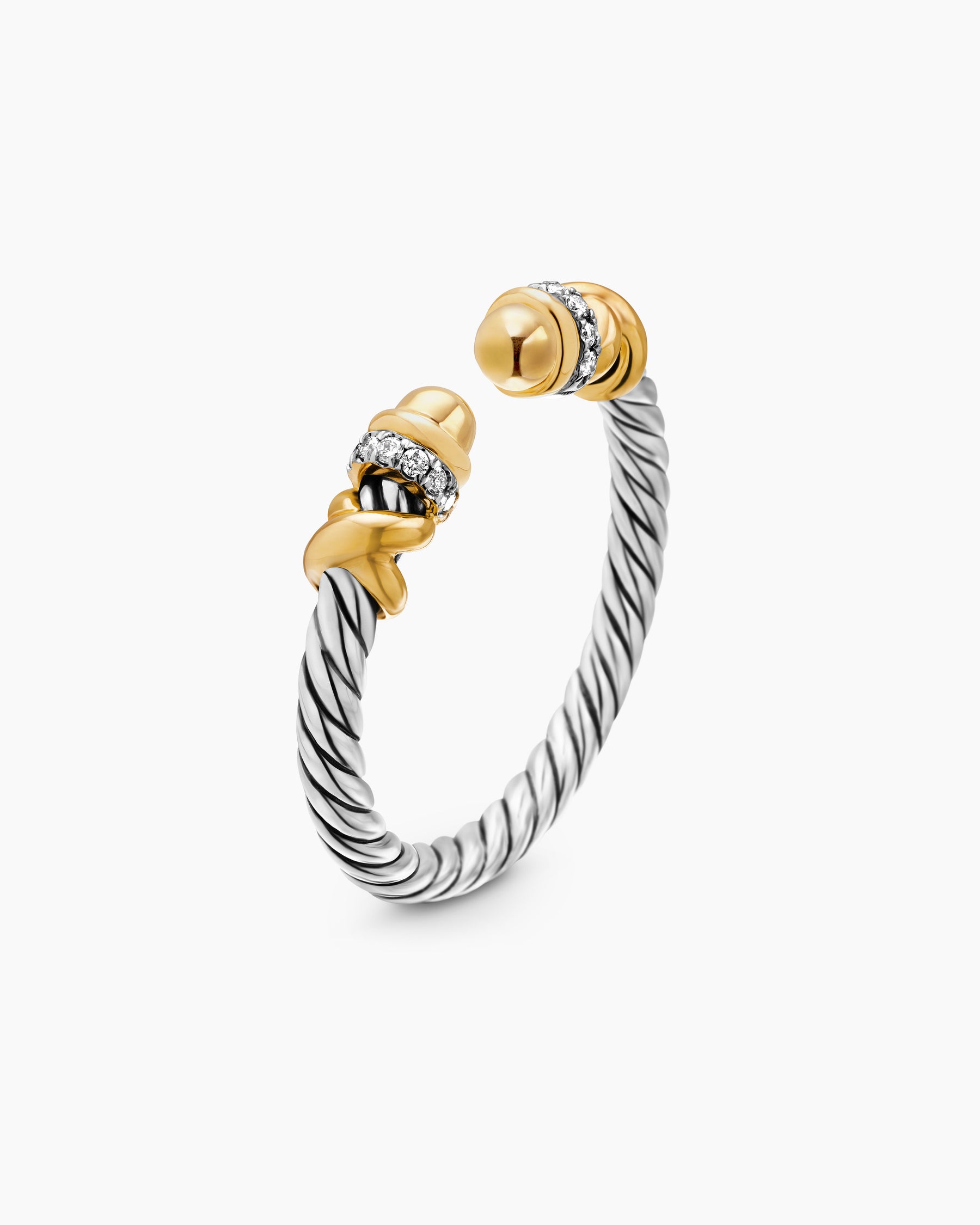 Petite Helena Ring in Sterling Silver with 18K Yellow Gold Domes and Diamonds, 2.5mm - Image 3