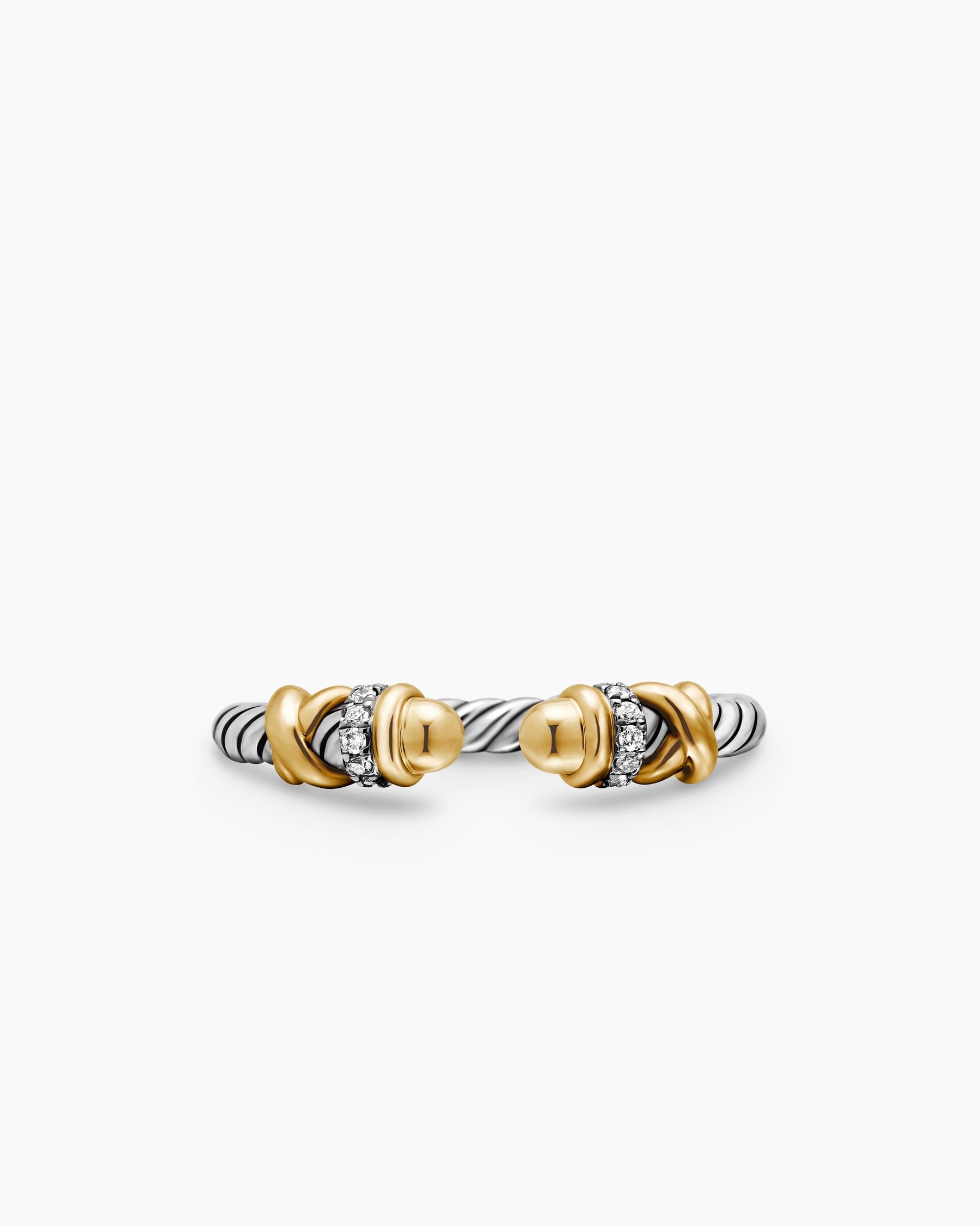 Petite Helena Ring in Sterling Silver with 18K Yellow Gold Domes and Diamonds, 2.5mm - Image 4