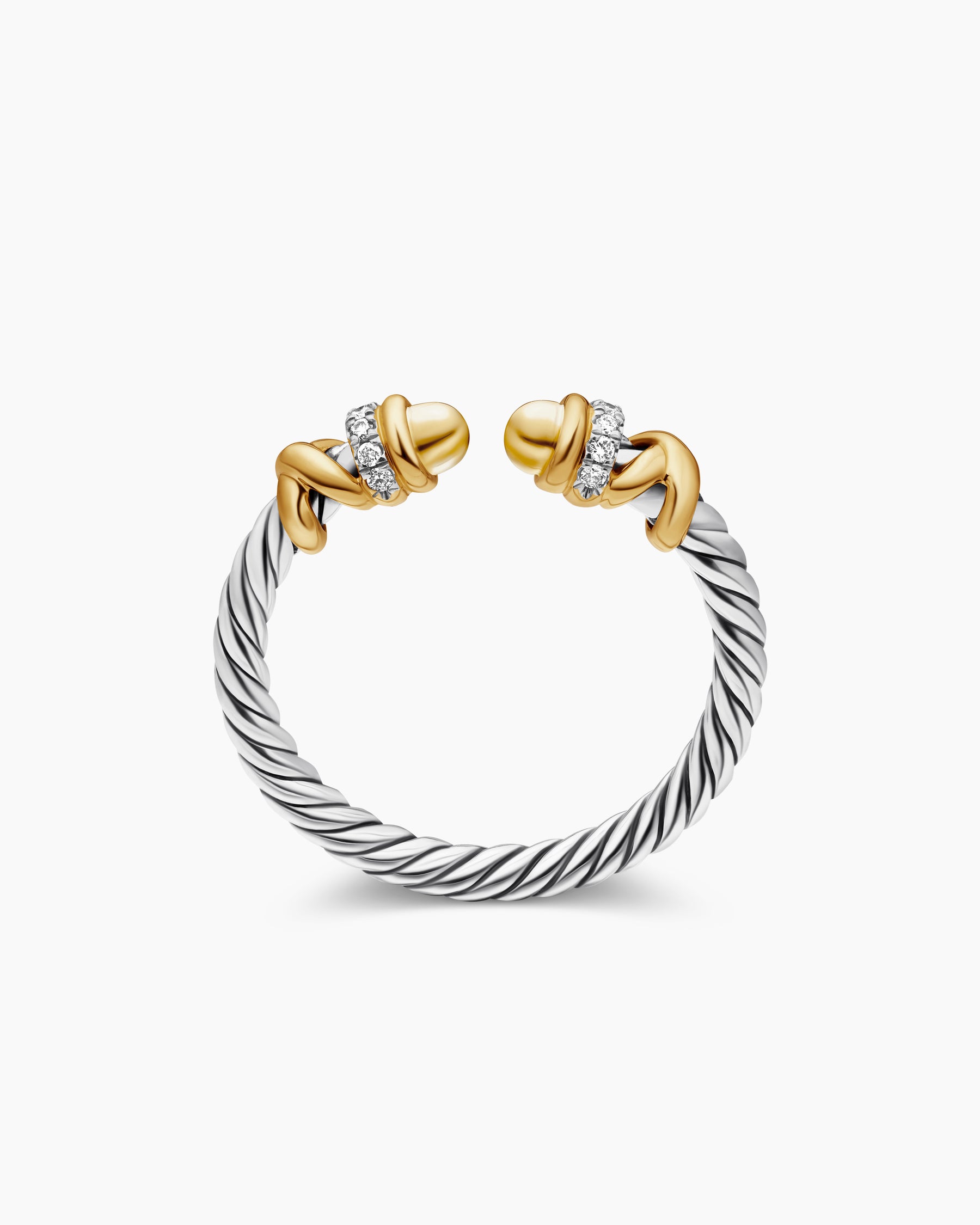 Petite Helena Ring in Sterling Silver with 18K Yellow Gold Domes and Diamonds, 2.5mm - Image 5