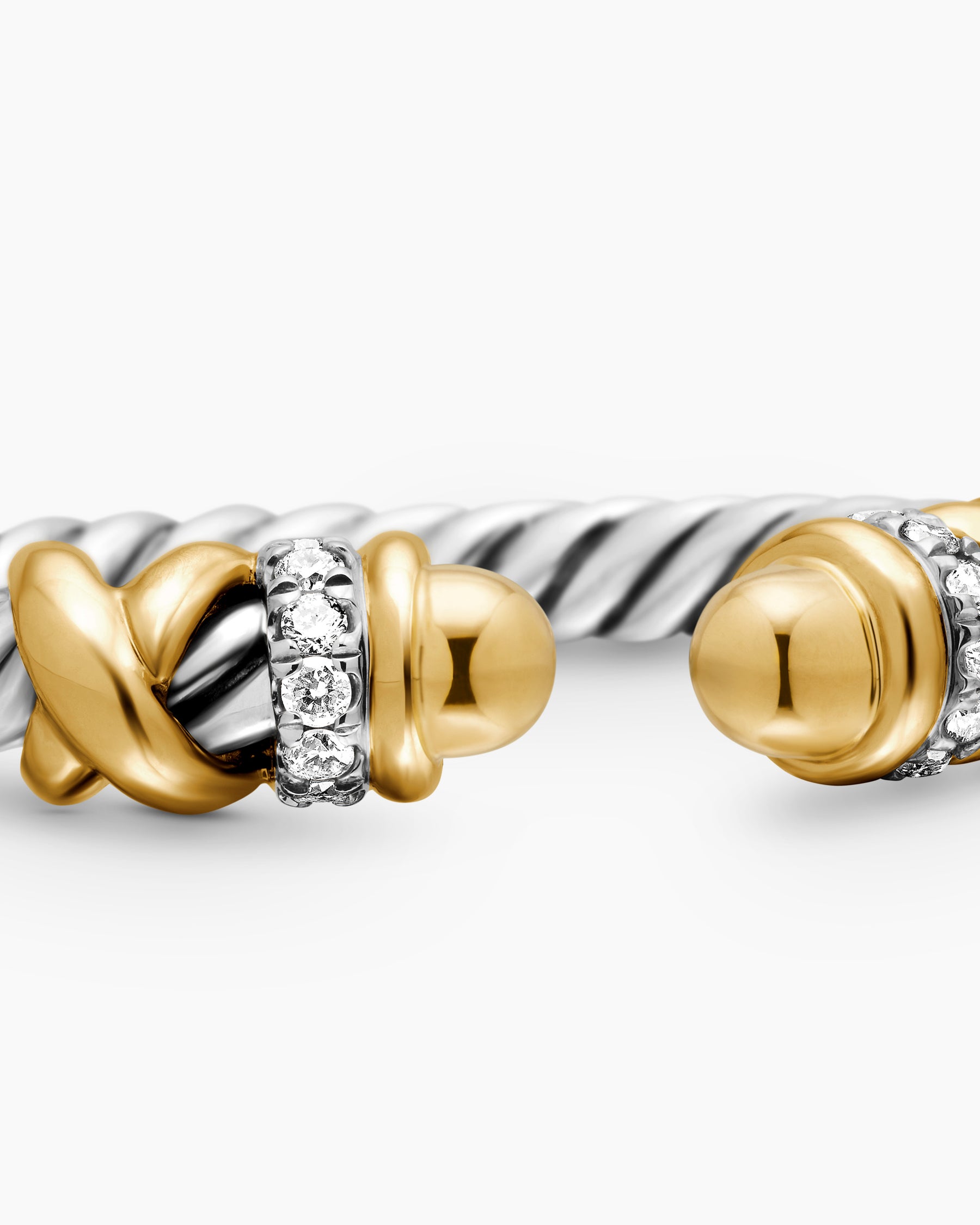 Petite Helena Ring in Sterling Silver with 18K Yellow Gold Domes and Diamonds, 2.5mm - Image 7