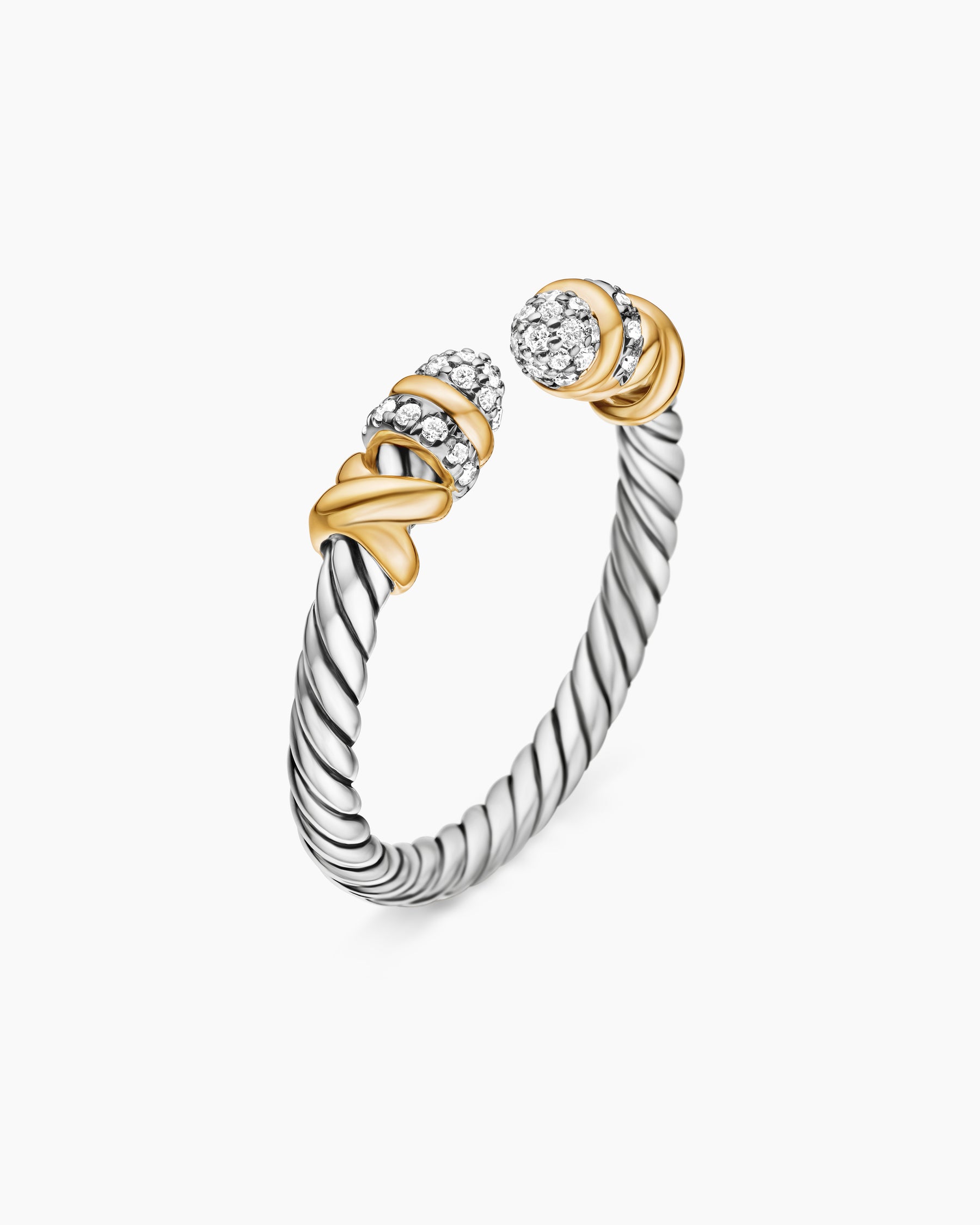 Petite Helena Open Ring in Sterling Silver with 18K Yellow Gold and Diamonds, 2.5mm - Image 3