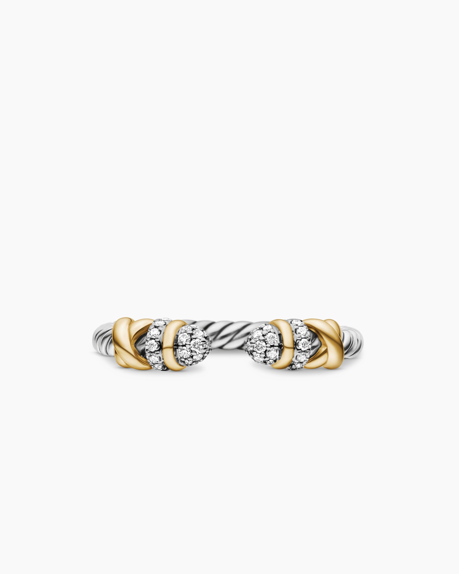 Petite Helena Open Ring in Sterling Silver with 18K Yellow Gold and Diamonds, 2.5mm - Image 4