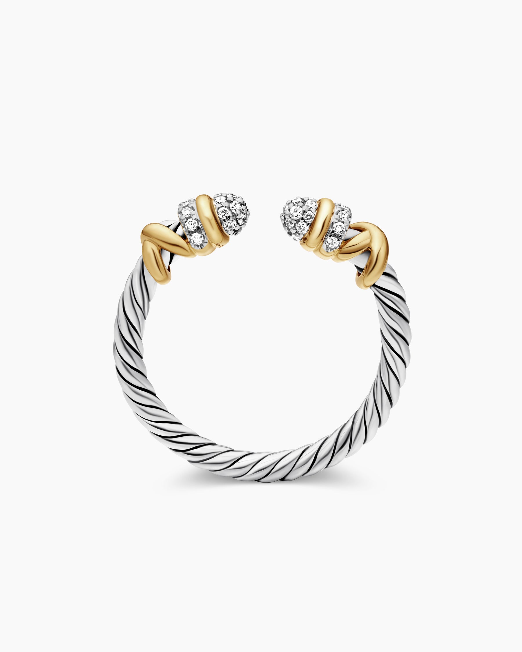 Petite Helena Open Ring in Sterling Silver with 18K Yellow Gold and Diamonds, 2.5mm - Image 5