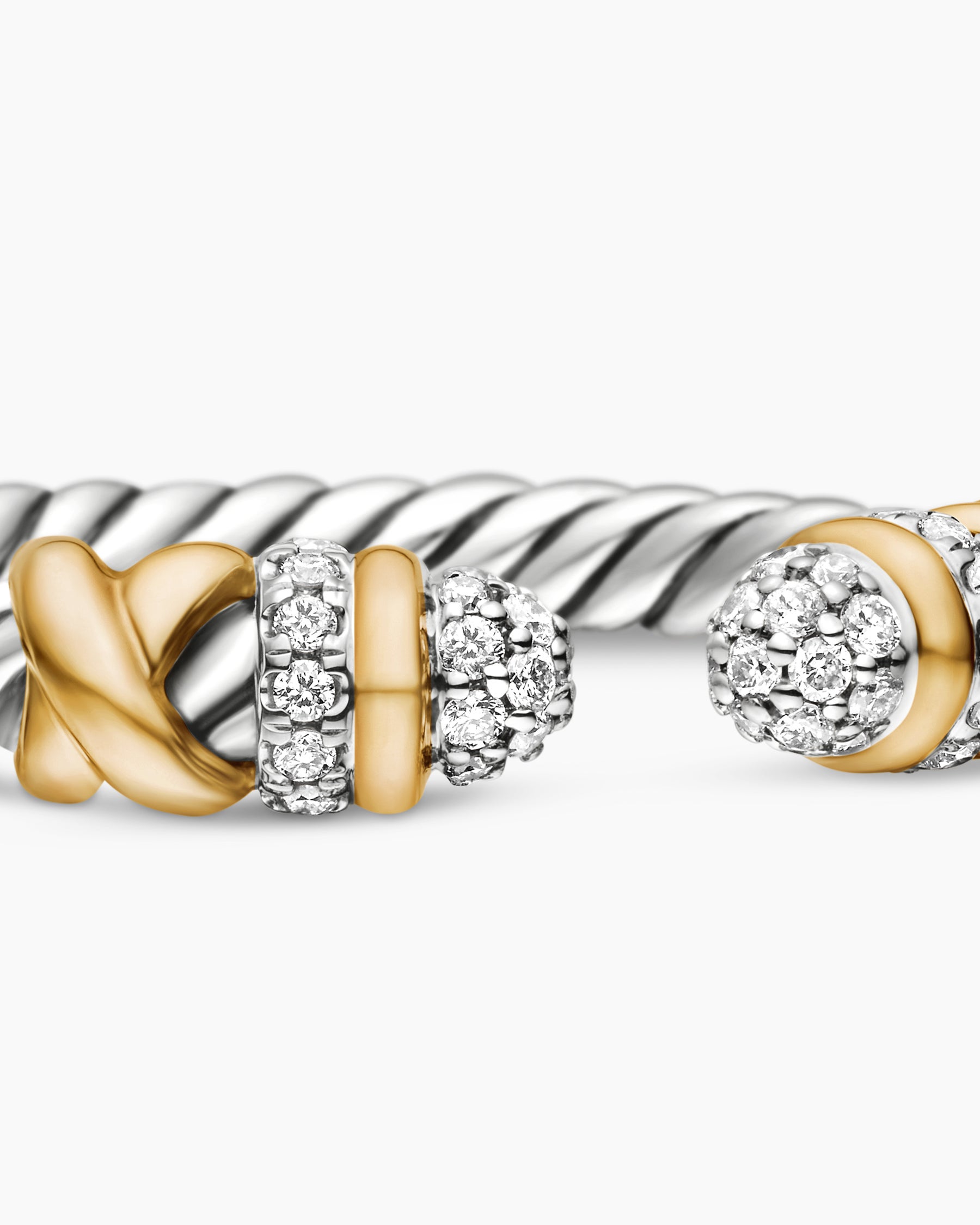 Petite Helena Open Ring in Sterling Silver with 18K Yellow Gold and Diamonds, 2.5mm - Image 7