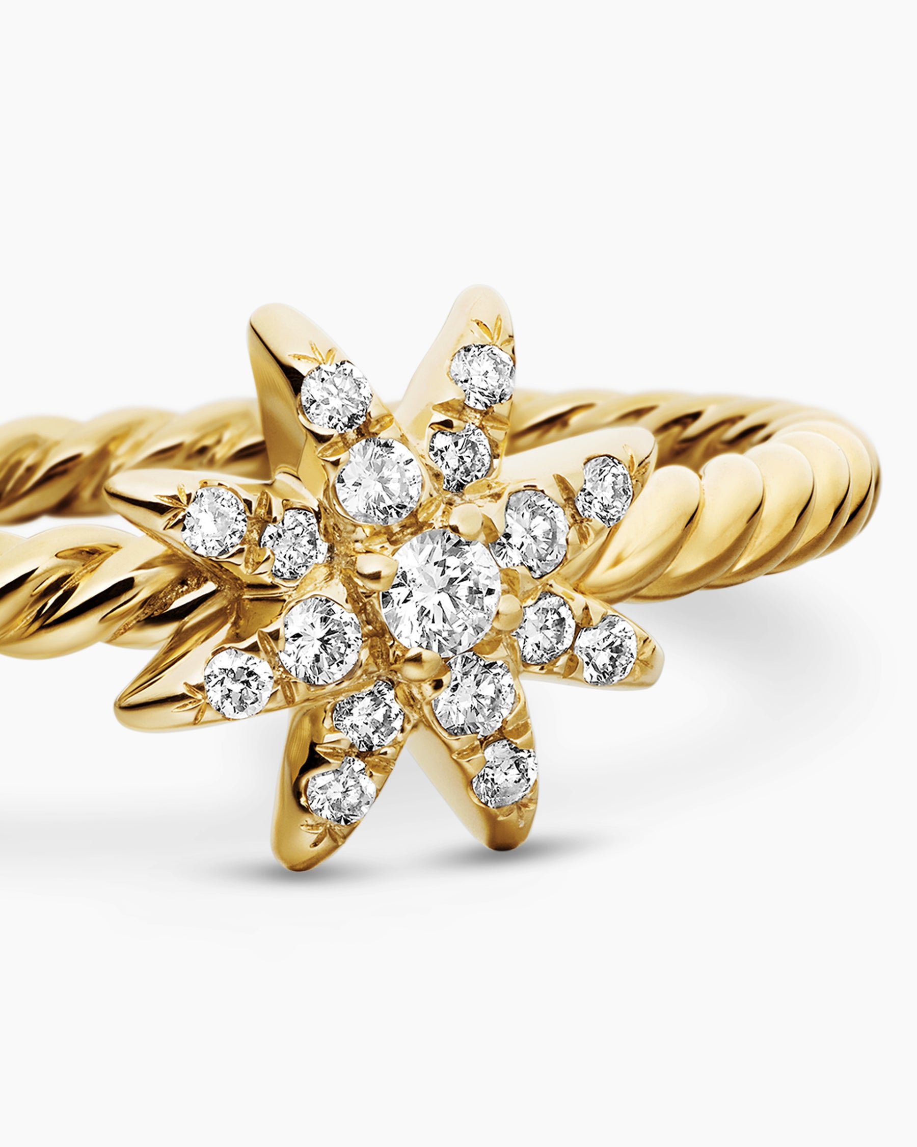 Petite Starburst Station Ring in 18K Yellow Gold with Diamonds, 7.5mm - Image 5
