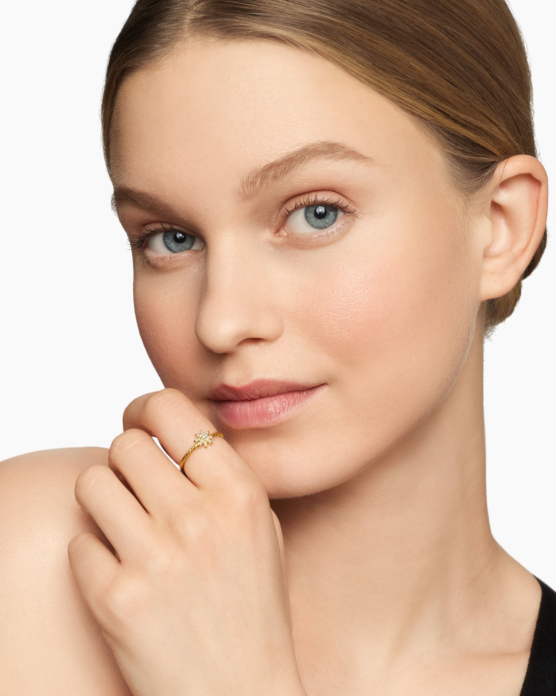 Petite Starburst Station Ring in 18K Yellow Gold with Diamonds, 7.5mm - Image 7