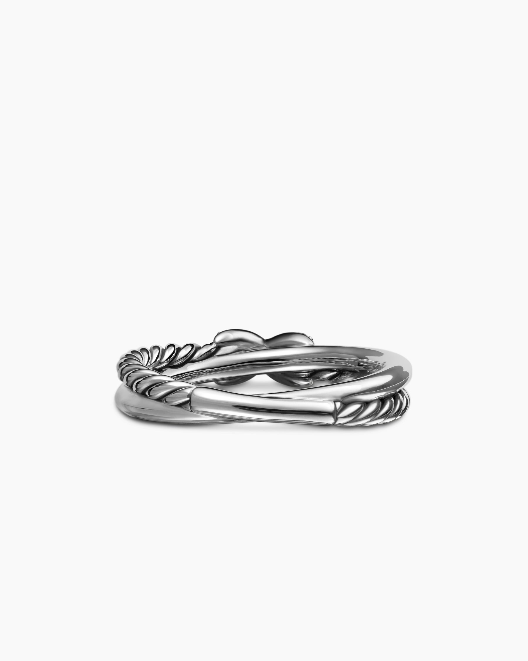 Petite X Ring in Sterling Silver with Diamonds, 4mm - Image 6