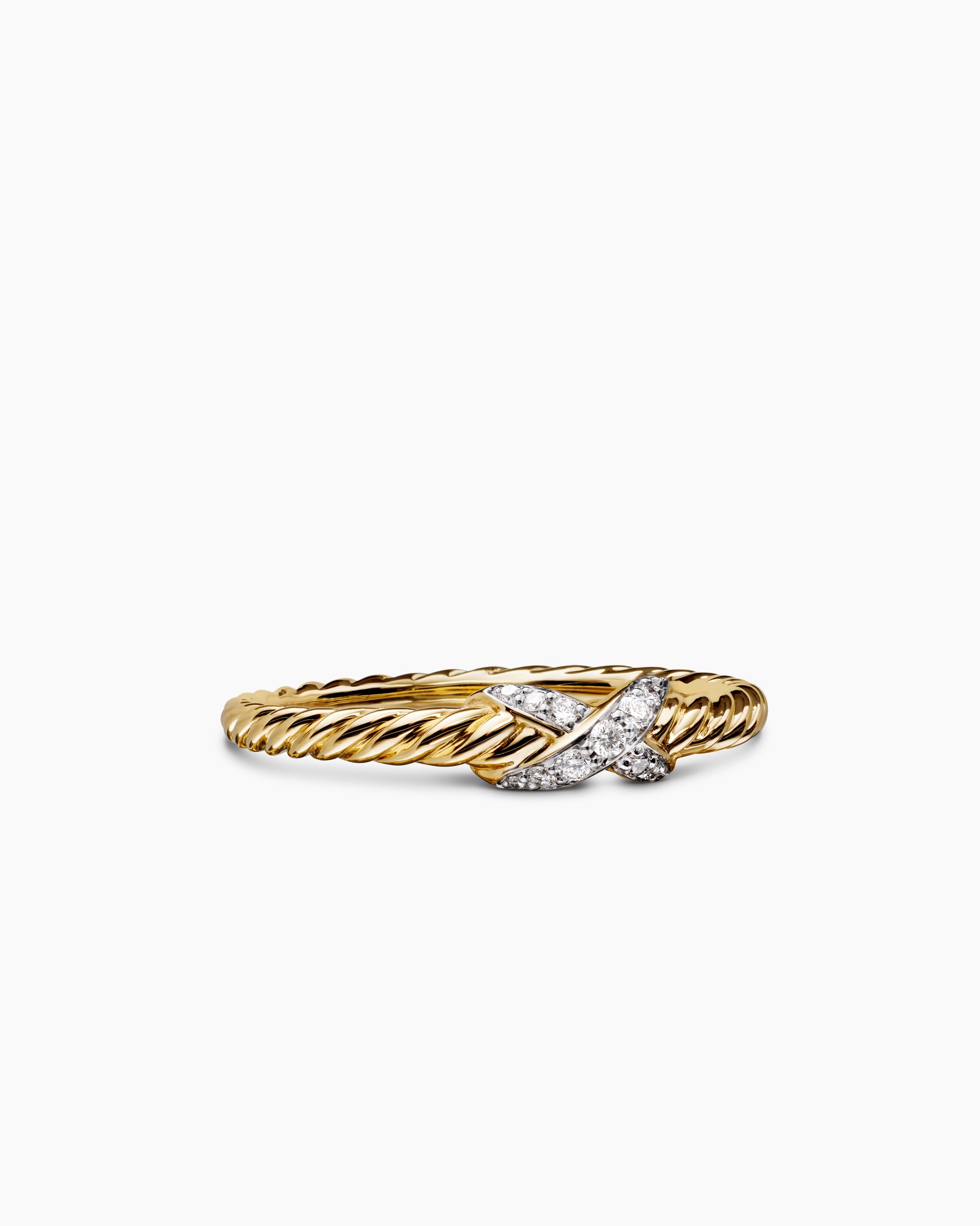 Petite X Ring in 18K Yellow Gold with Diamonds, 1.7mm