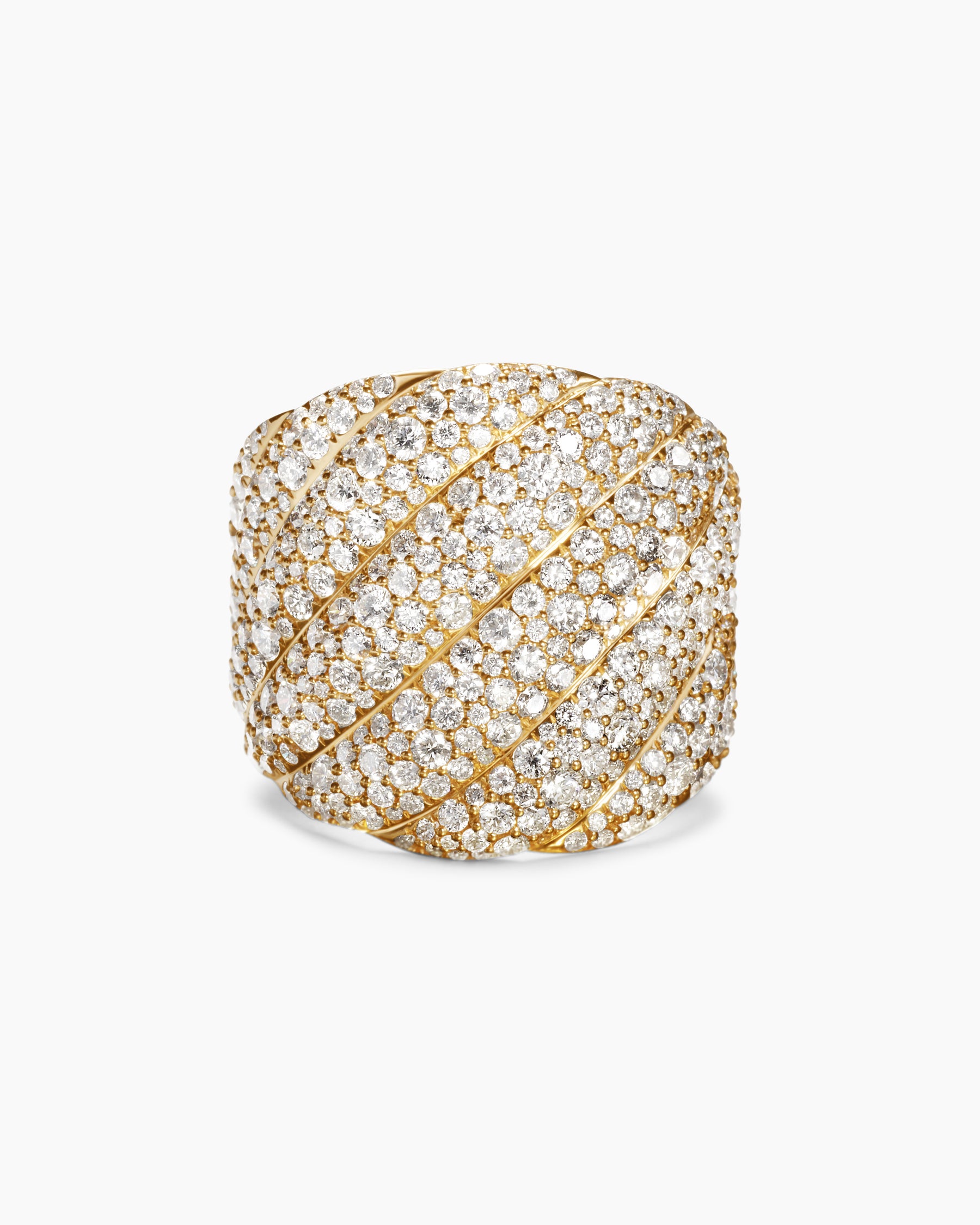 Sculpted Cable Ring in 18K Yellow Gold with Diamonds, 20mm - Image 4