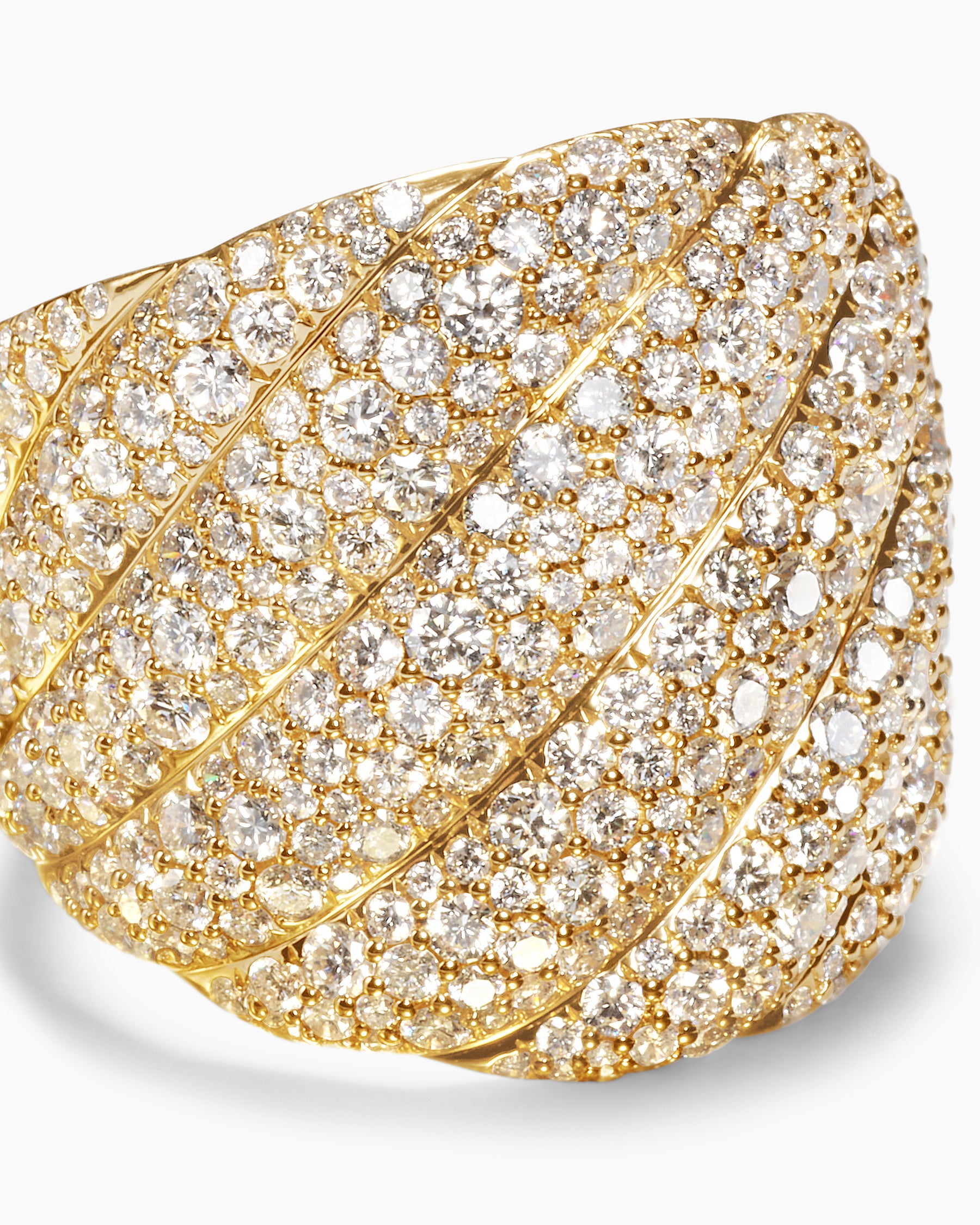 Sculpted Cable Ring in 18K Yellow Gold with Diamonds, 20mm - Image 5