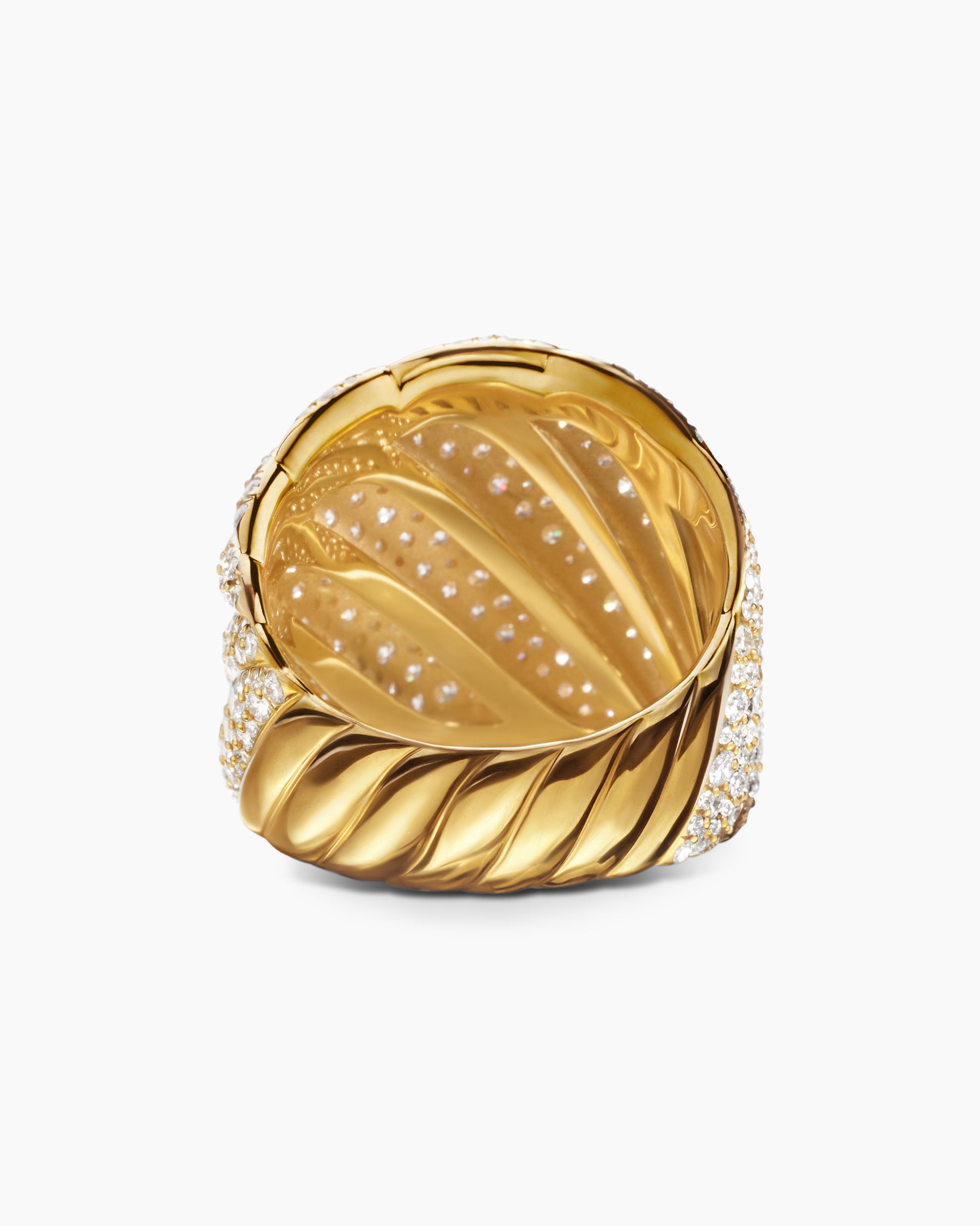 Sculpted Cable Ring in 18K Yellow Gold with Diamonds, 20mm - Image 6