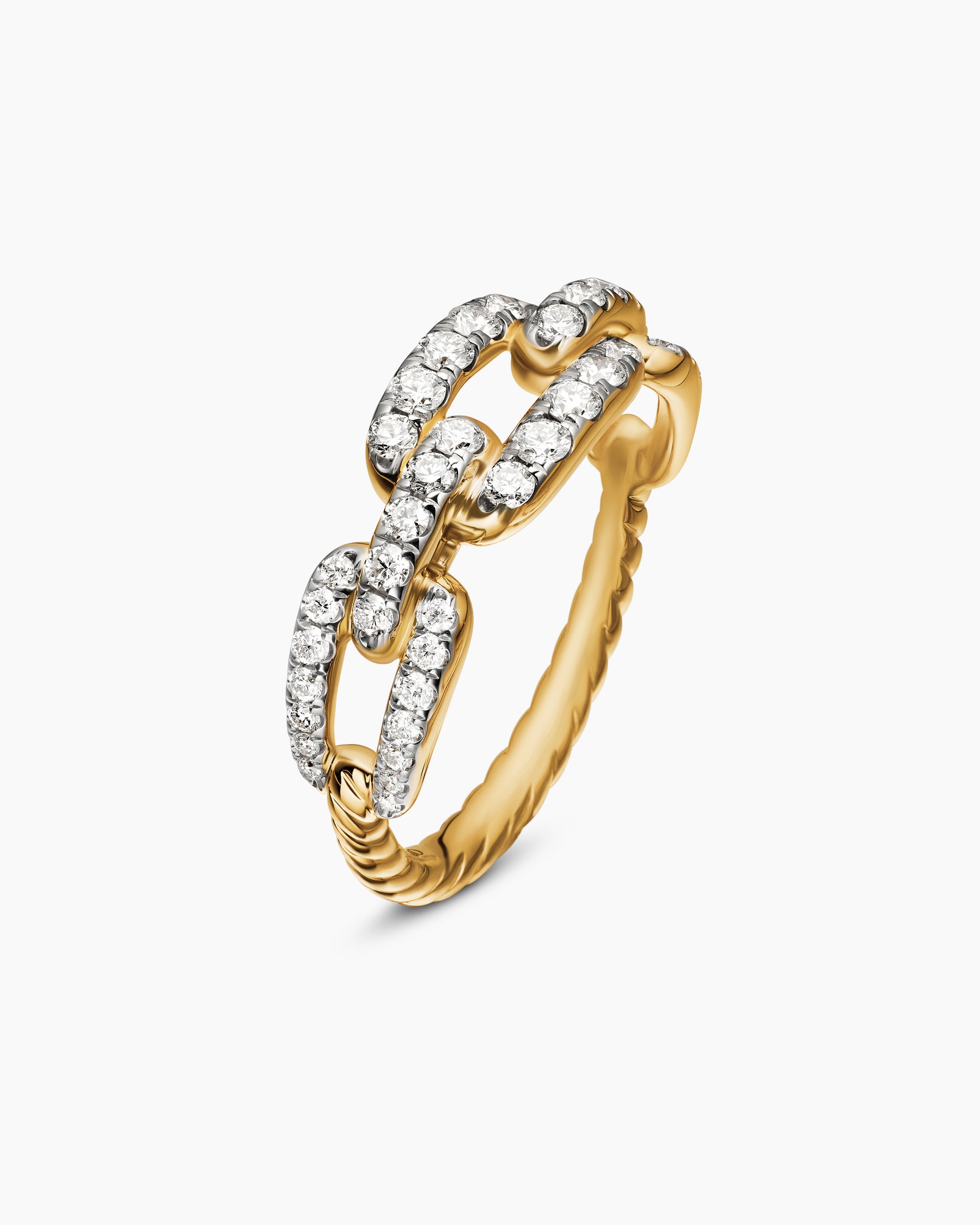 Stax Chain Link Ring in 18K Yellow Gold with Diamonds, 7mm - Image 3