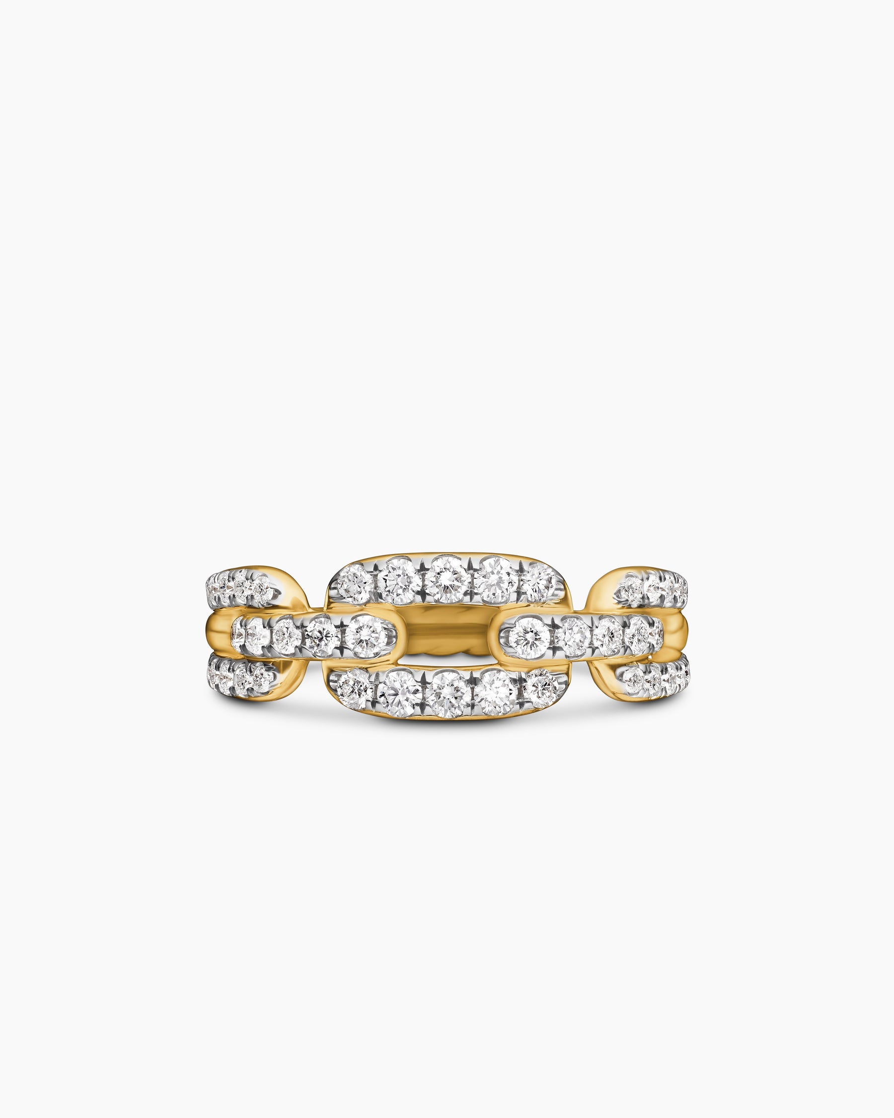 Stax Chain Link Ring in 18K Yellow Gold with Diamonds, 7mm - Image 4