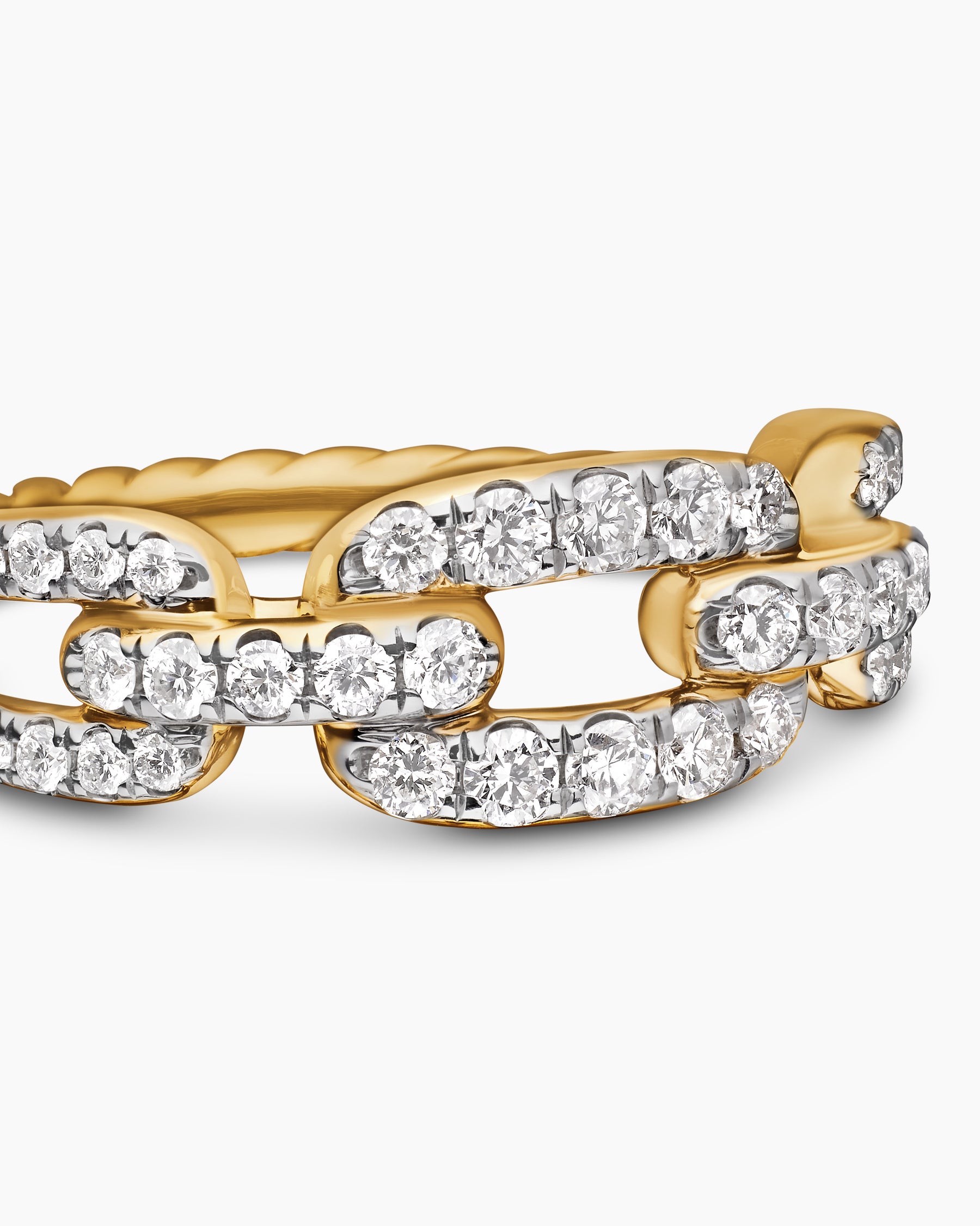 Stax Chain Link Ring in 18K Yellow Gold with Diamonds, 7mm - Image 5