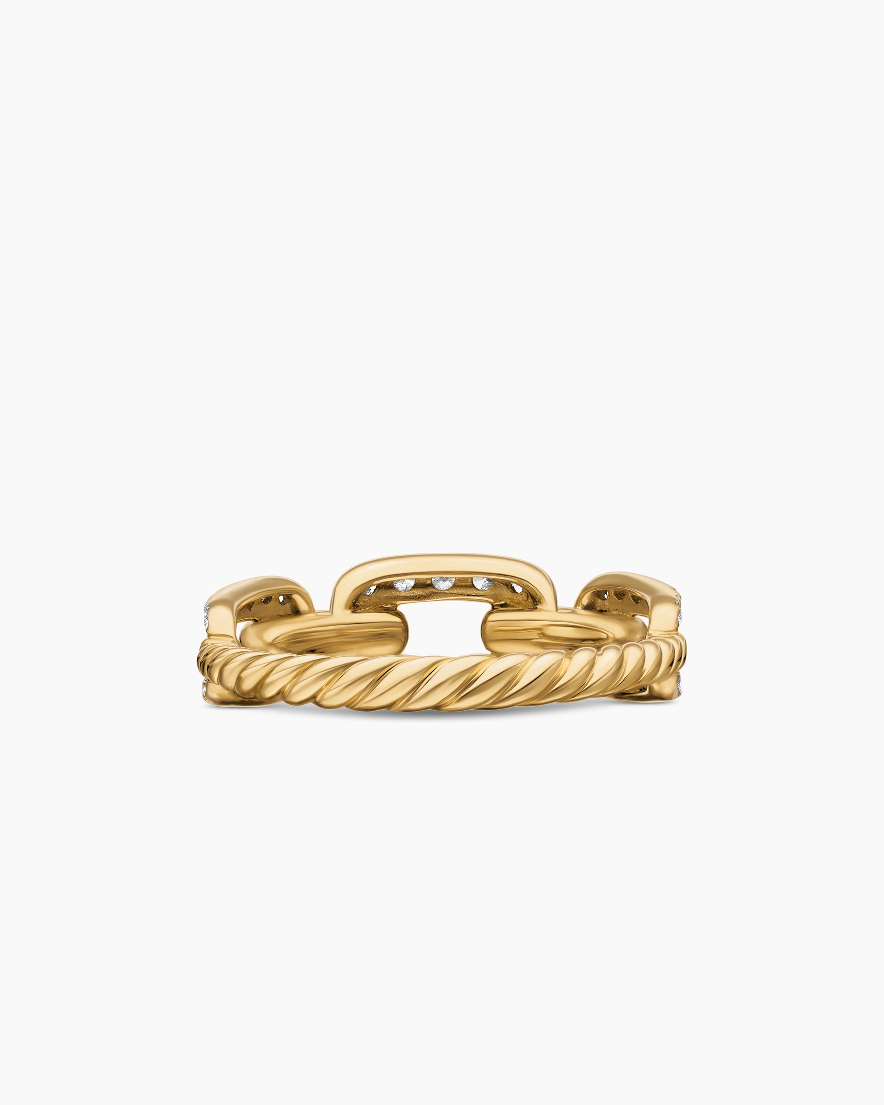 Stax Chain Link Ring in 18K Yellow Gold with Diamonds, 7mm - Image 6