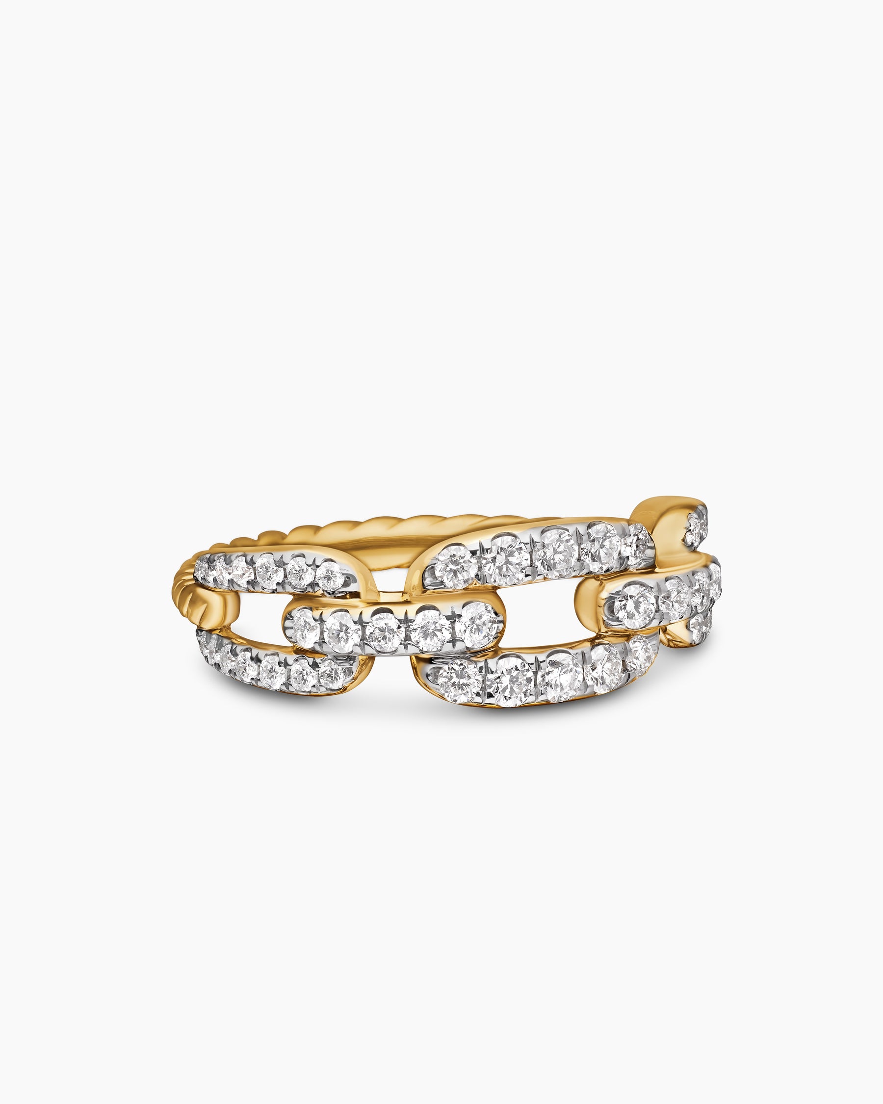 Stax Chain Link Ring in 18K Yellow Gold with Diamonds, 7mm