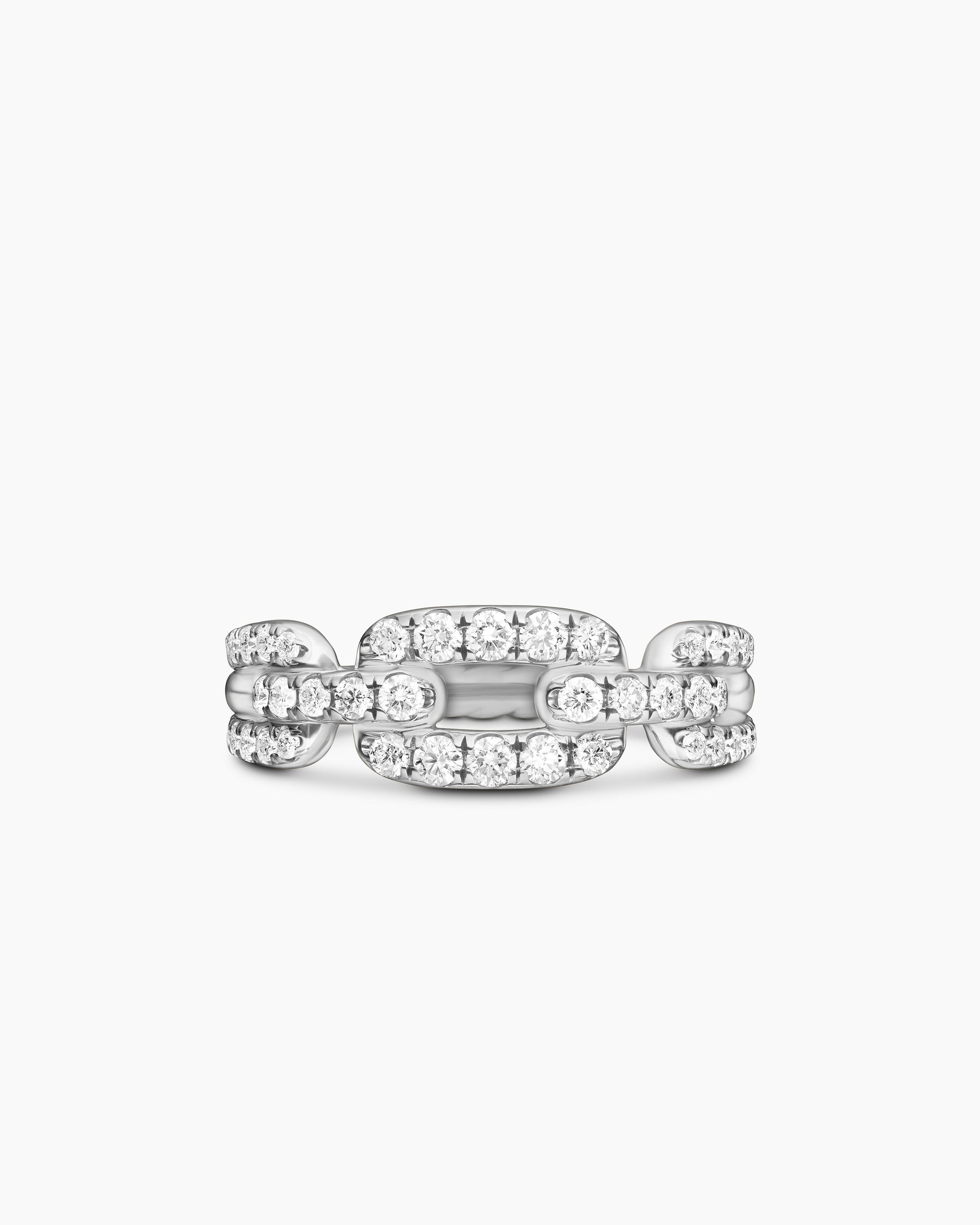 Stax Chain Link Ring in 18K White Gold with Diamonds, 7mm - Image 4