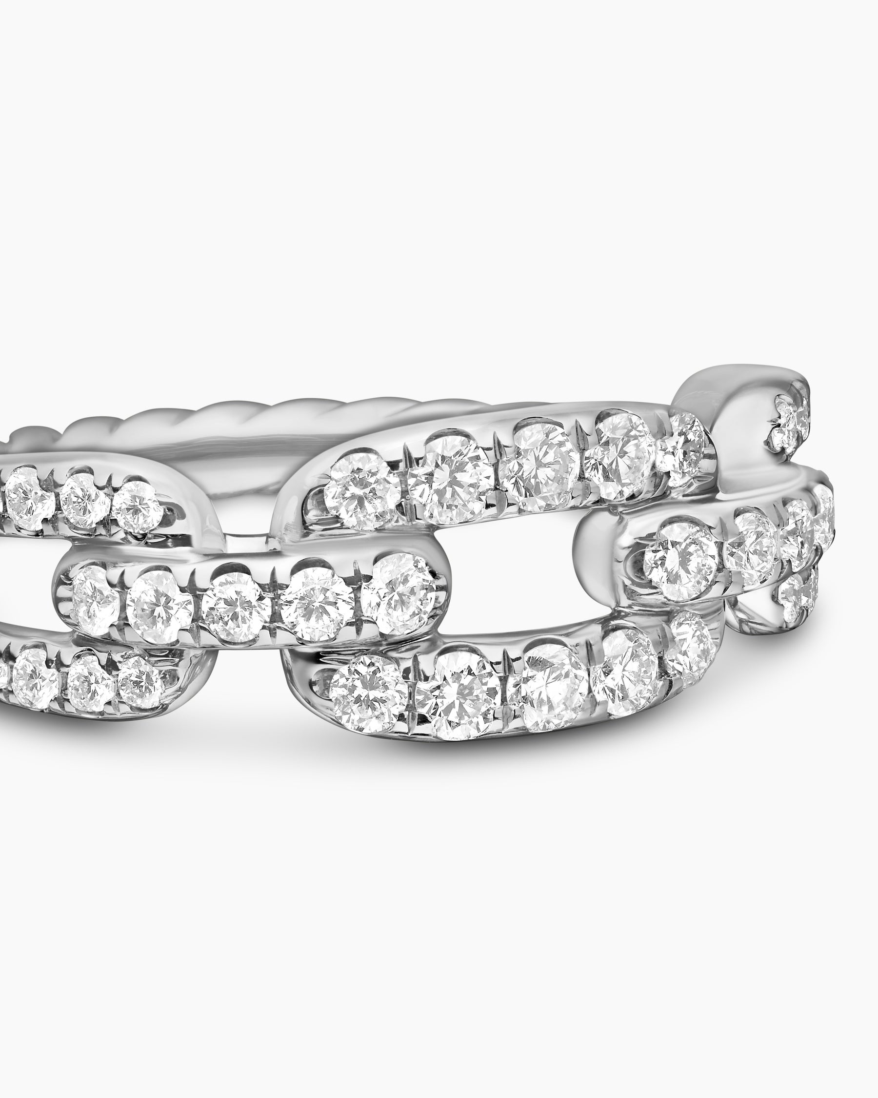 Stax Chain Link Ring in 18K White Gold with Diamonds, 7mm - Image 5
