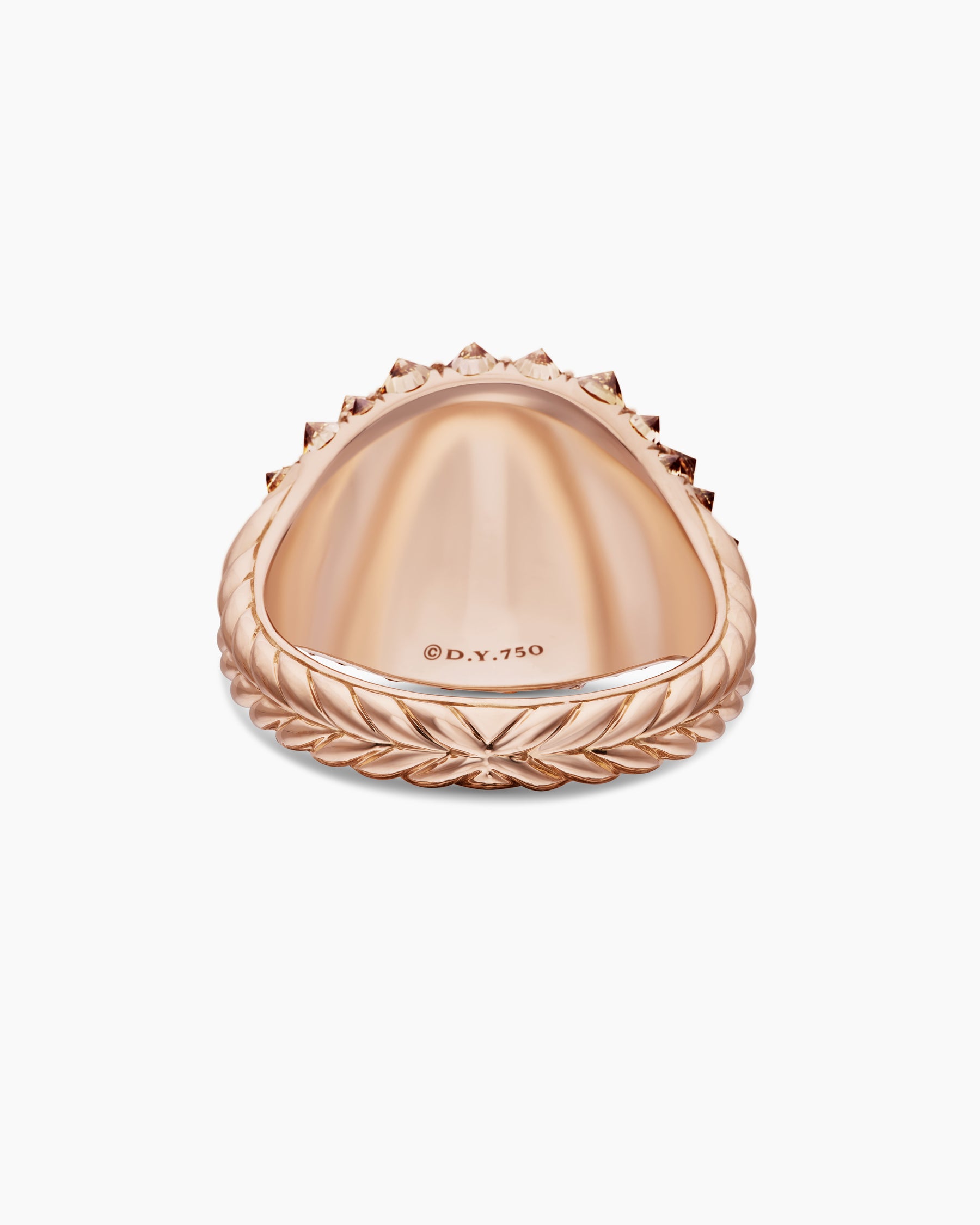 Reverse Set Pavé Pinky Ring in 18K Rose Gold with Cognac Diamonds, 14mm - Image 6