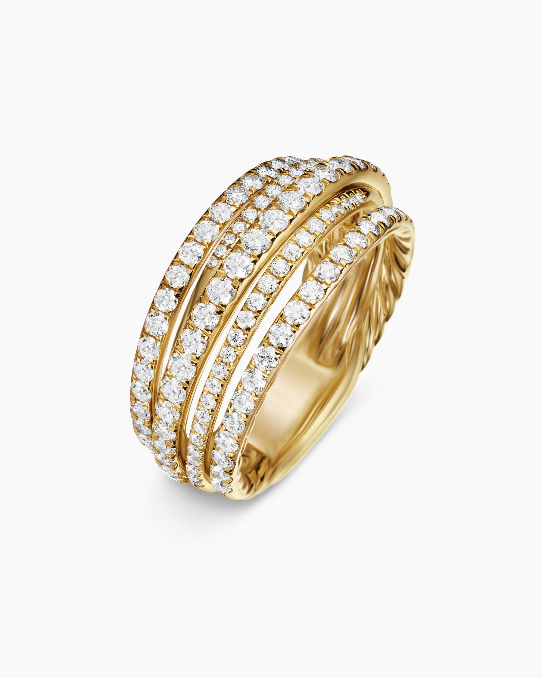 Pavé Crossover Ring in 18K Yellow Gold with Diamonds, 11mm - Image 3