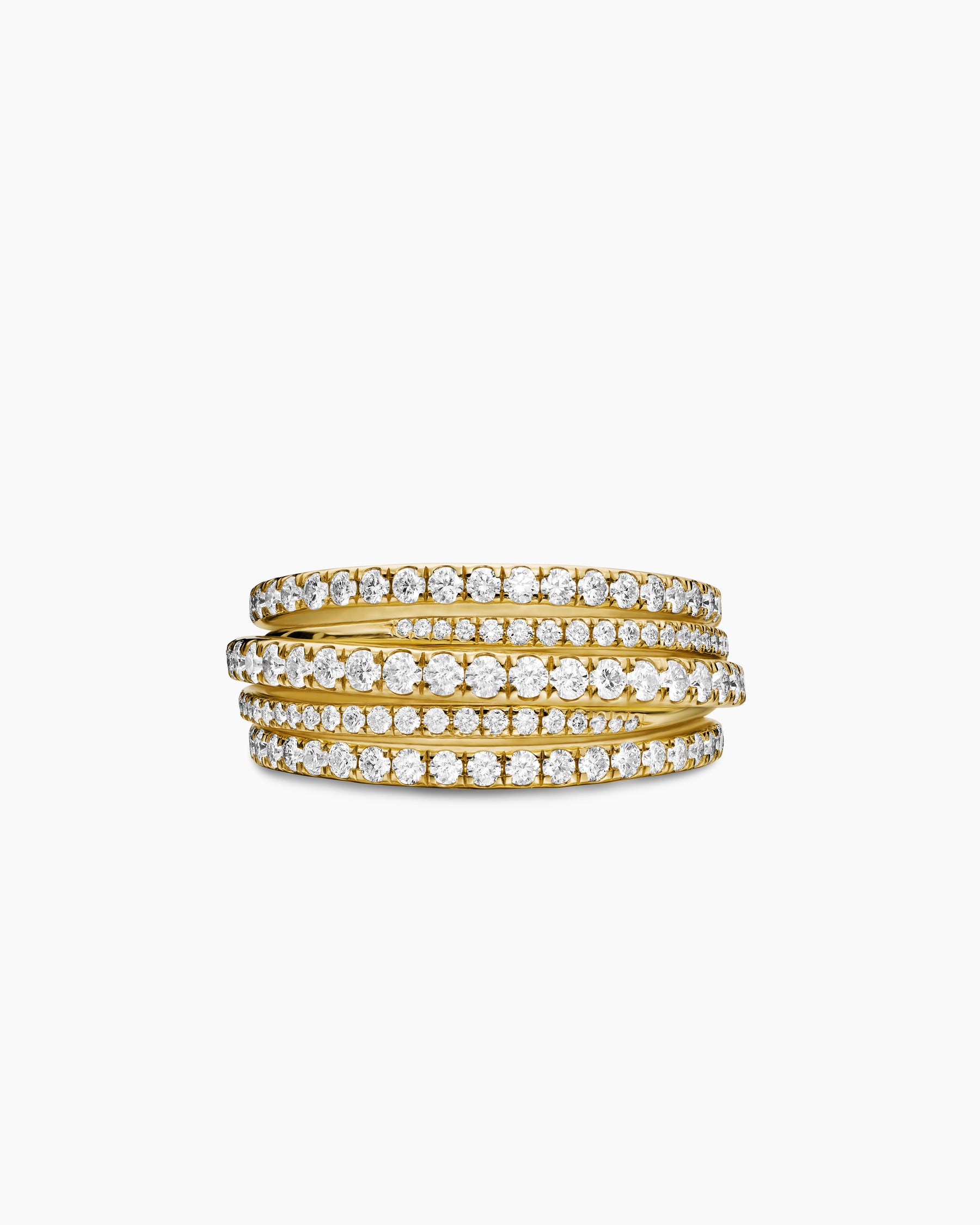 Pavé Crossover Ring in 18K Yellow Gold with Diamonds, 11mm - Image 4