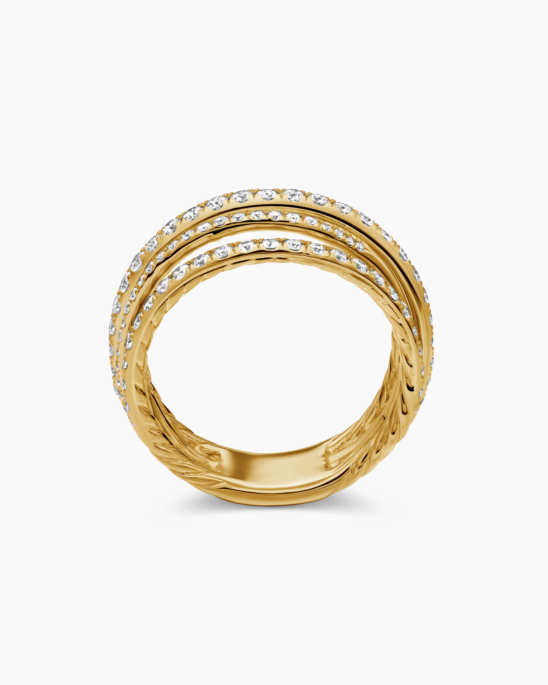 Pavé Crossover Ring in 18K Yellow Gold with Diamonds, 11mm - Image 5