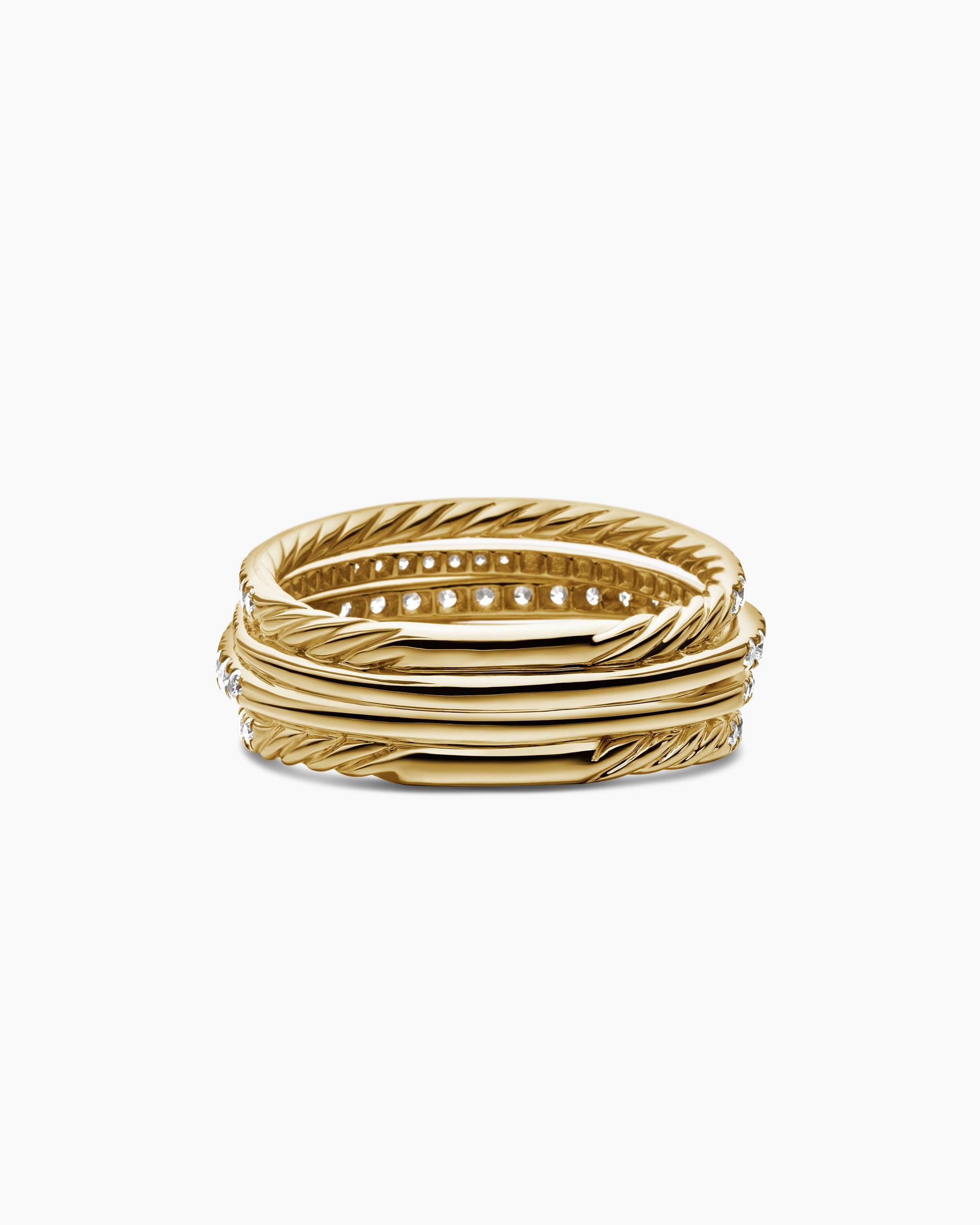 Pavé Crossover Ring in 18K Yellow Gold with Diamonds, 11mm - Image 6