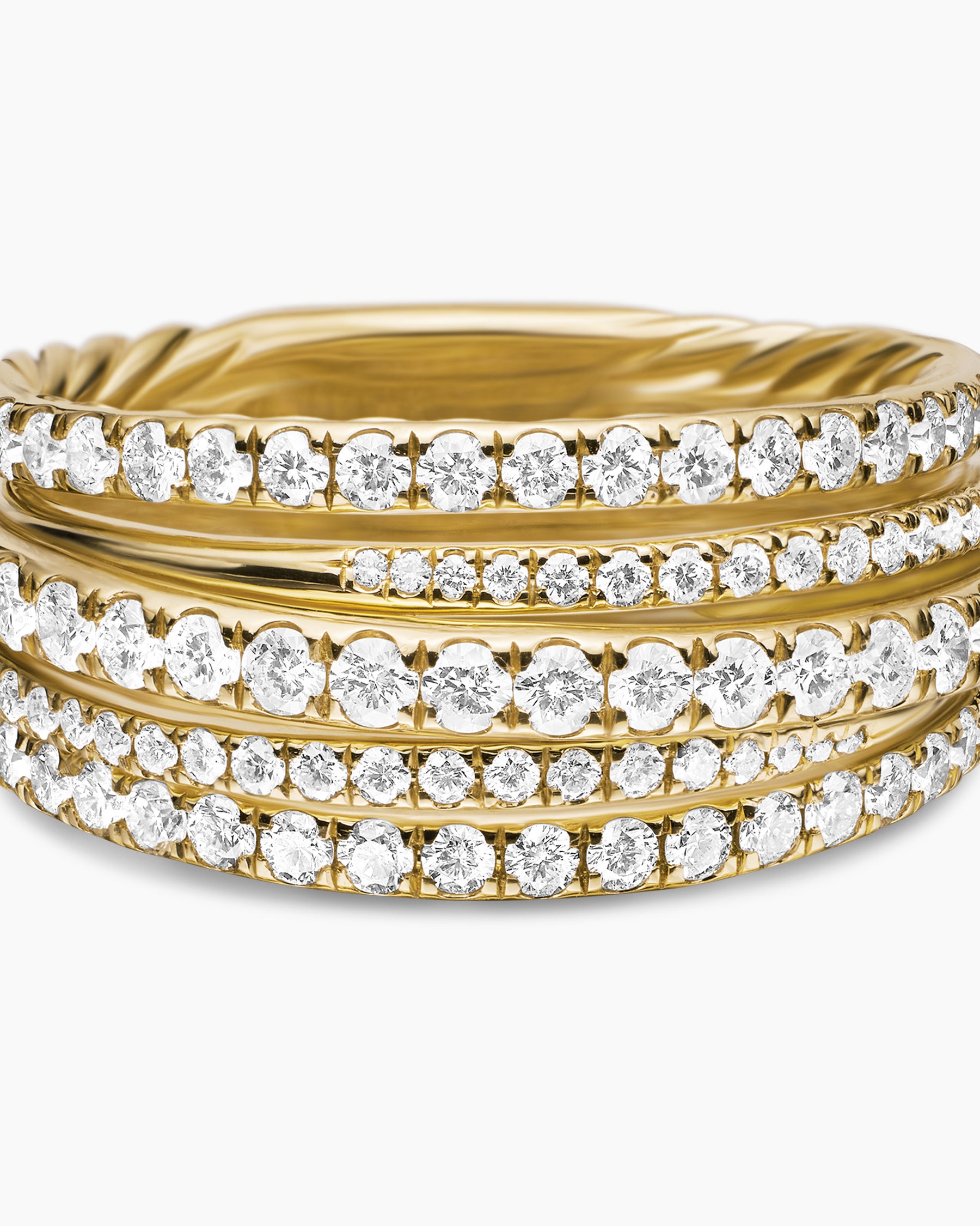 Pavé Crossover Ring in 18K Yellow Gold with Diamonds, 11mm - Image 7