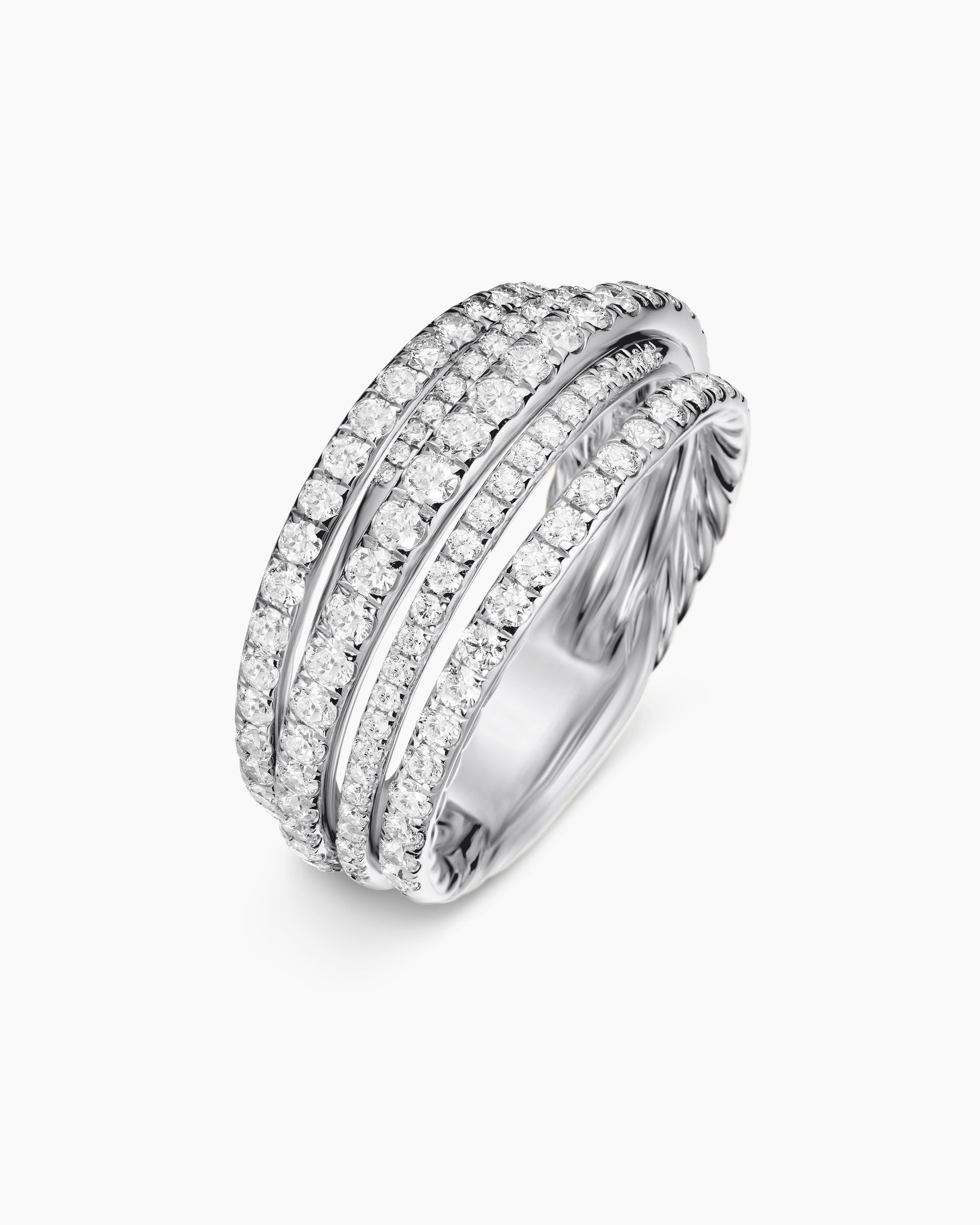 Pavé Crossover Ring in 18K White Gold with Diamonds, 11mm - Image 3