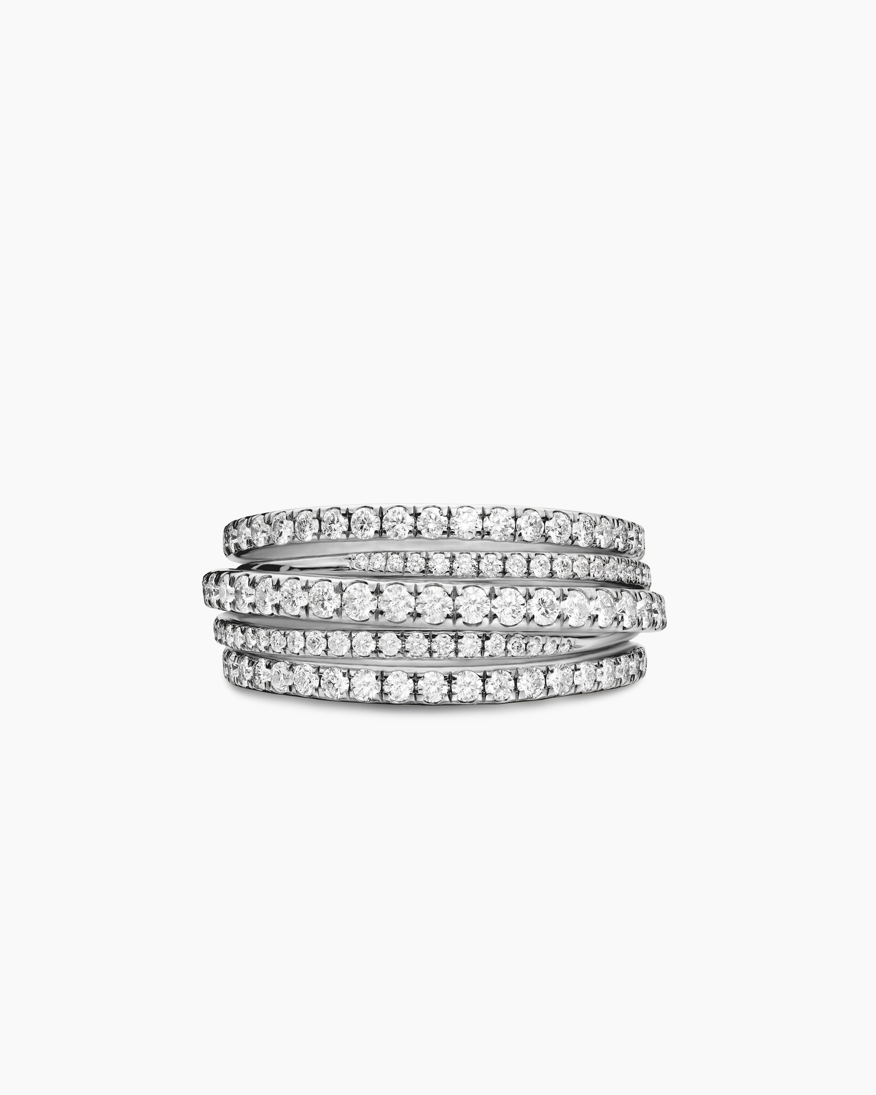 Pavé Crossover Ring in 18K White Gold with Diamonds, 11mm - Image 4
