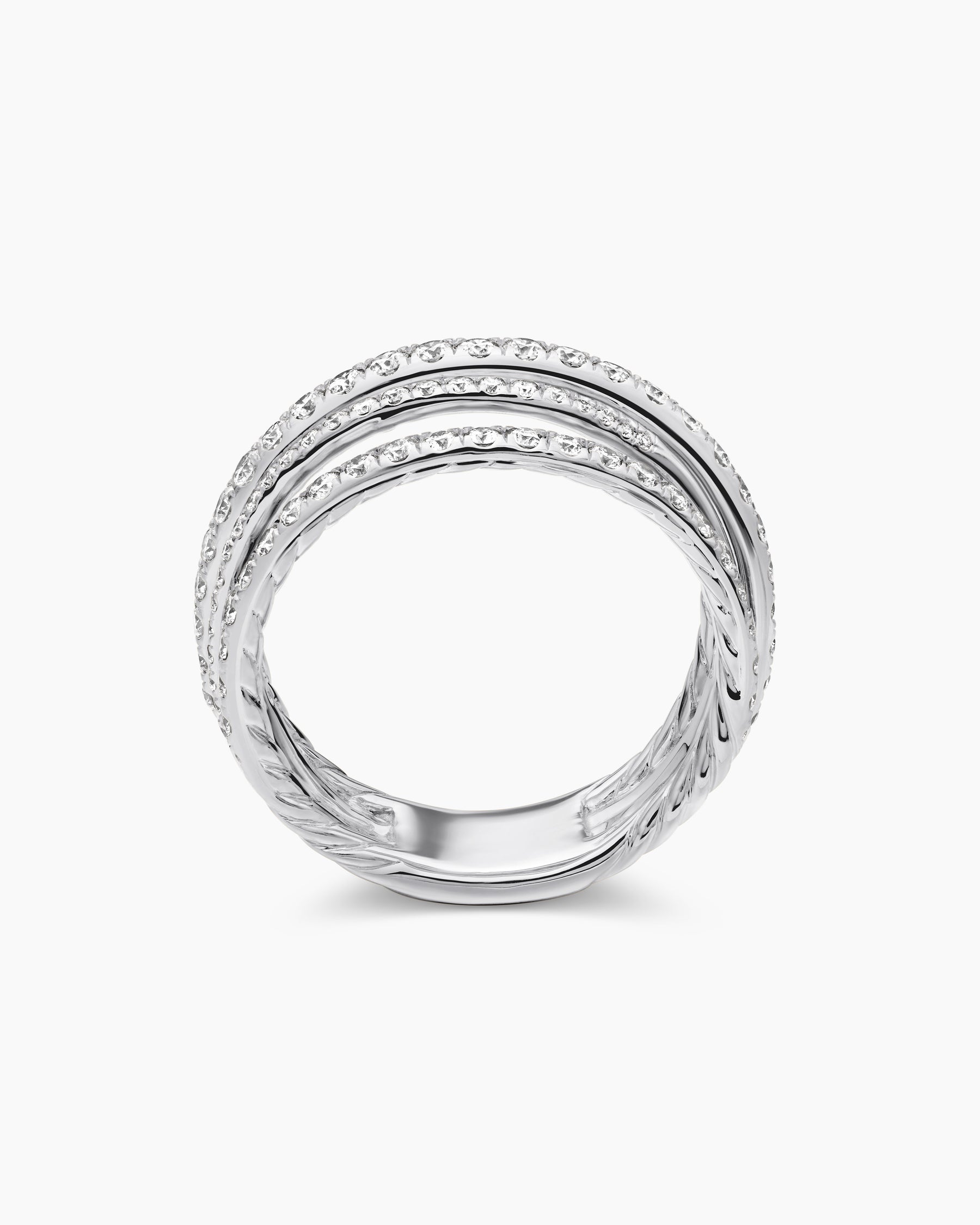 Pavé Crossover Ring in 18K White Gold with Diamonds, 11mm - Image 5