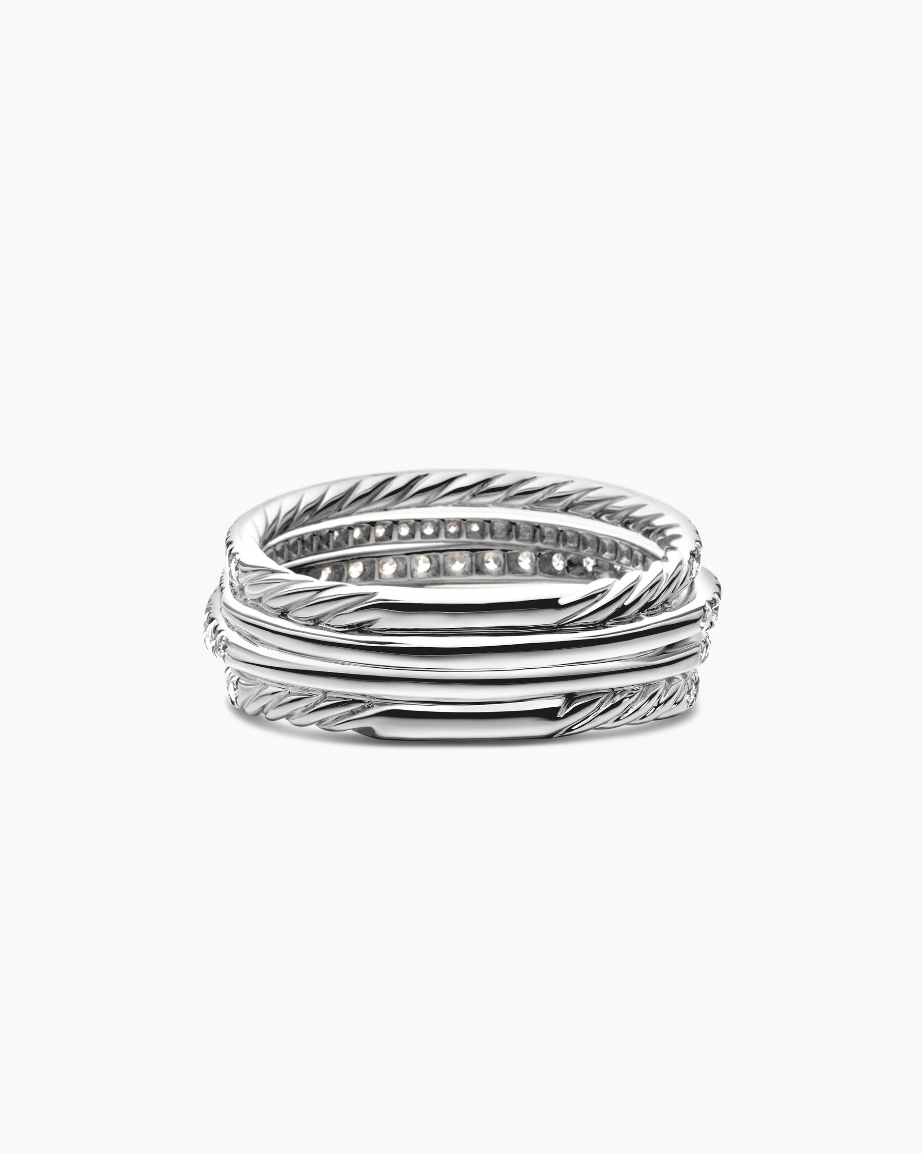 Pavé Crossover Ring in 18K White Gold with Diamonds, 11mm - Image 6