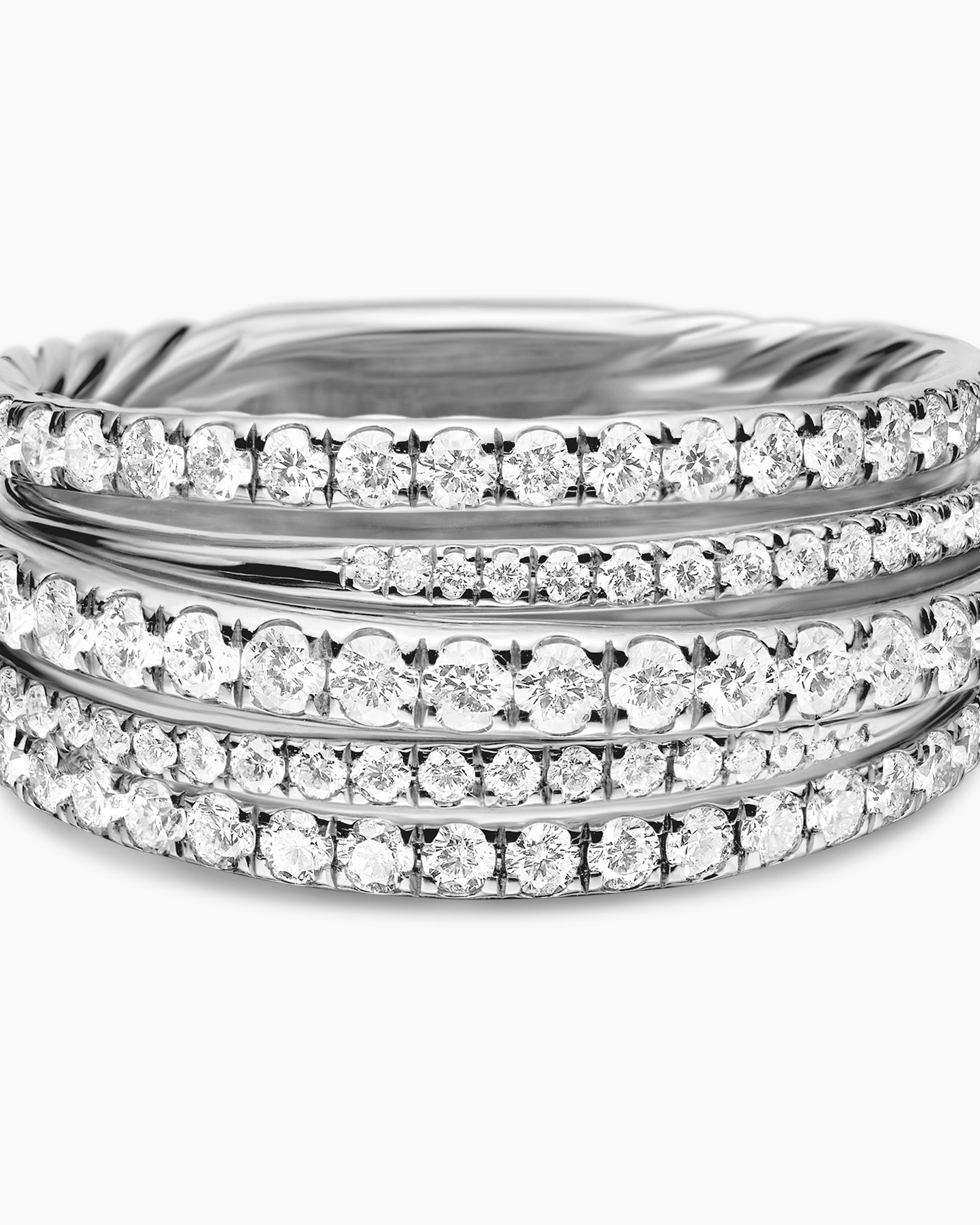 Pavé Crossover Ring in 18K White Gold with Diamonds, 11mm - Image 7